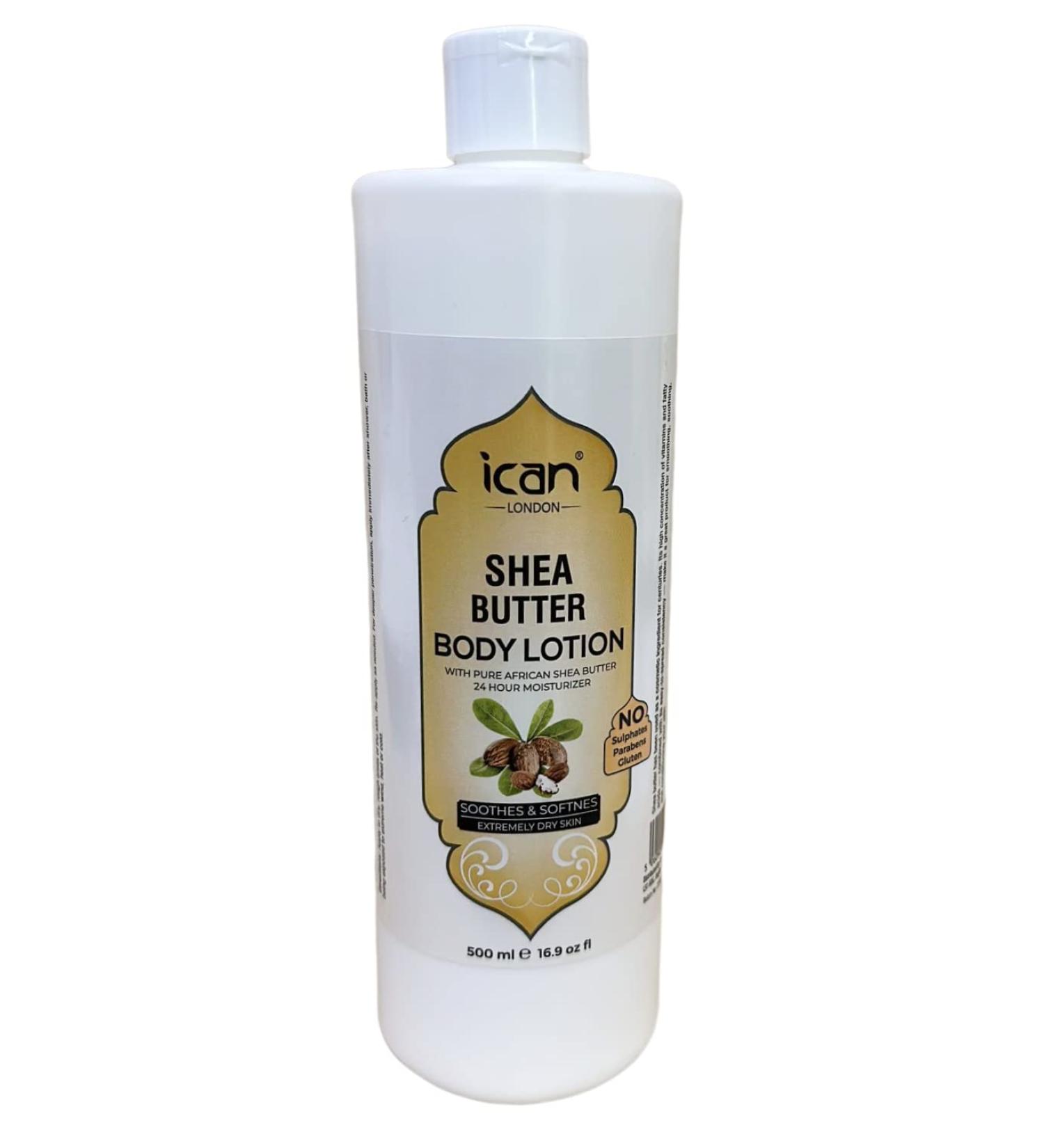 ican London Natural Shea Butter Body Lotion 24Hr Moisturising Effect 500ml - Buy Online on GoSupps.com
