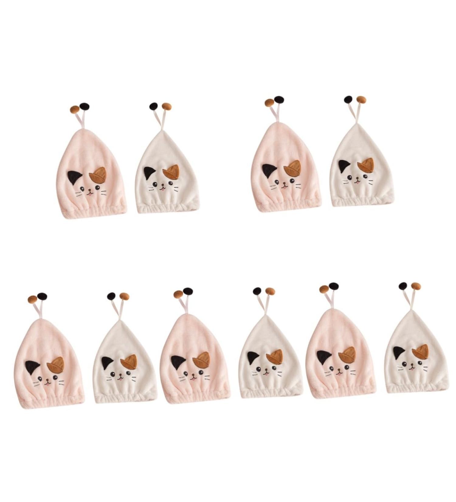 Ciieeo 10 Pcs Cat Dry Hair Cap Microfiber Hair Towel for Curly Hair Microfiber Washcloth Fast Drying Towel Hair Bands for Womens Hair Hair-drying Hat Bangs Princess Hat Coral Fleece As Shownx5pcs 33X27CMx5pcs - Buy Online on GoSupps.com