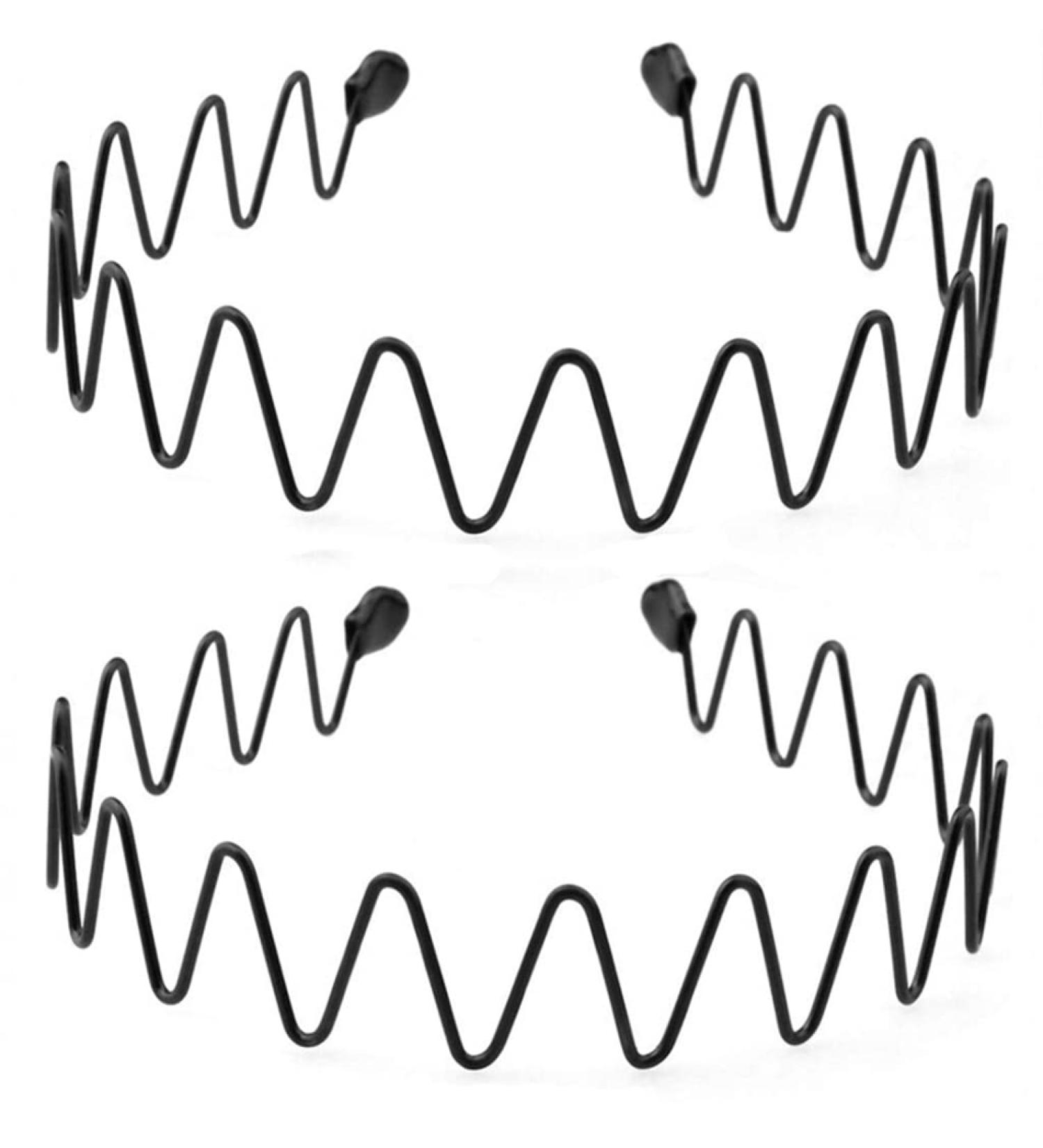 Bodbop XINGZHE 2 PCS Metal Hair Bands - Non Slip Wavy Teeth Headbands for Men and Women in Black - Buy Online on GoSupps.com