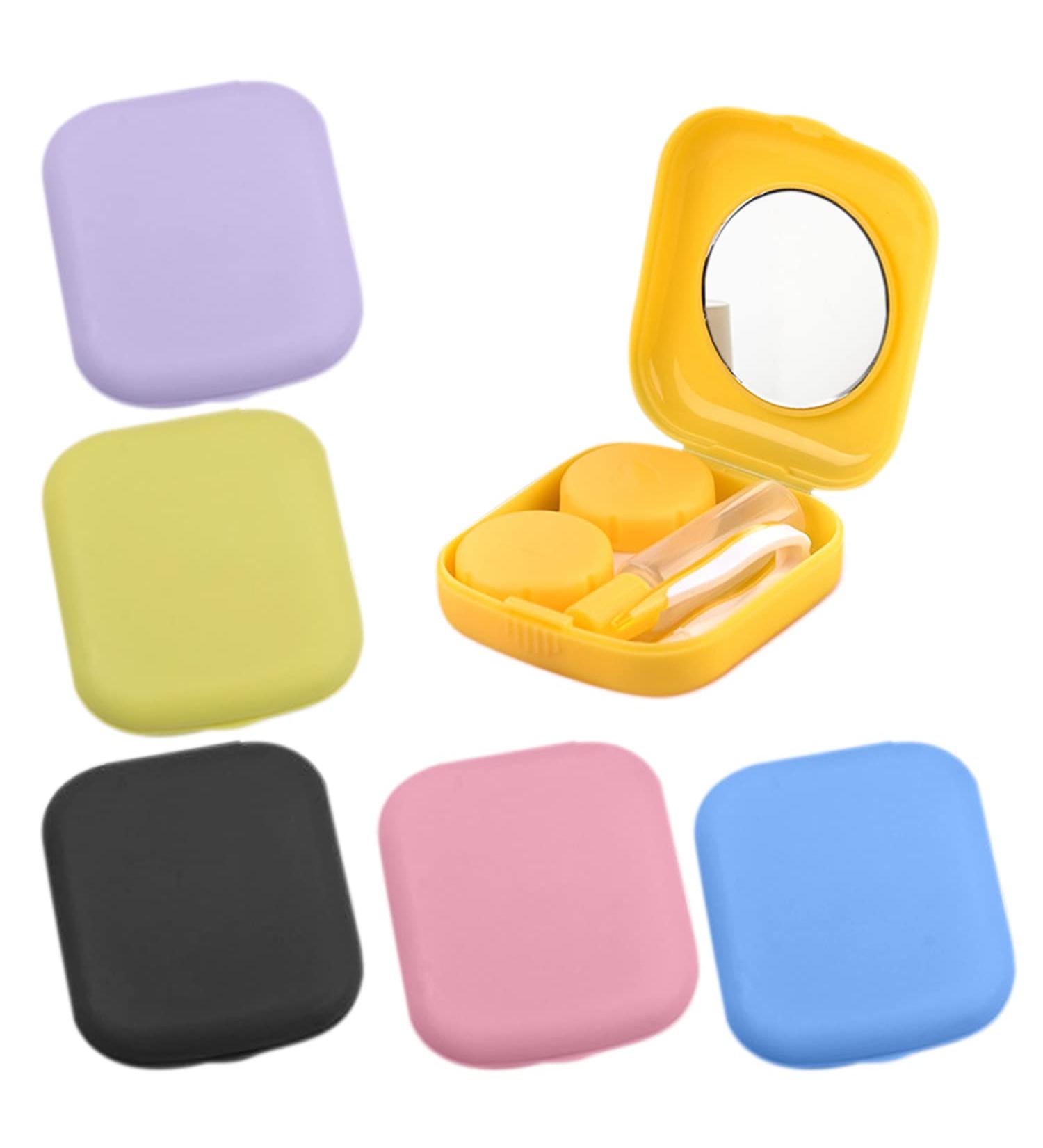 Portable 6-Part Contact Lens Case with Mirror Straw & Tweezers - Ideal for Daily Travel & Work - Buy Online on GoSupps.com