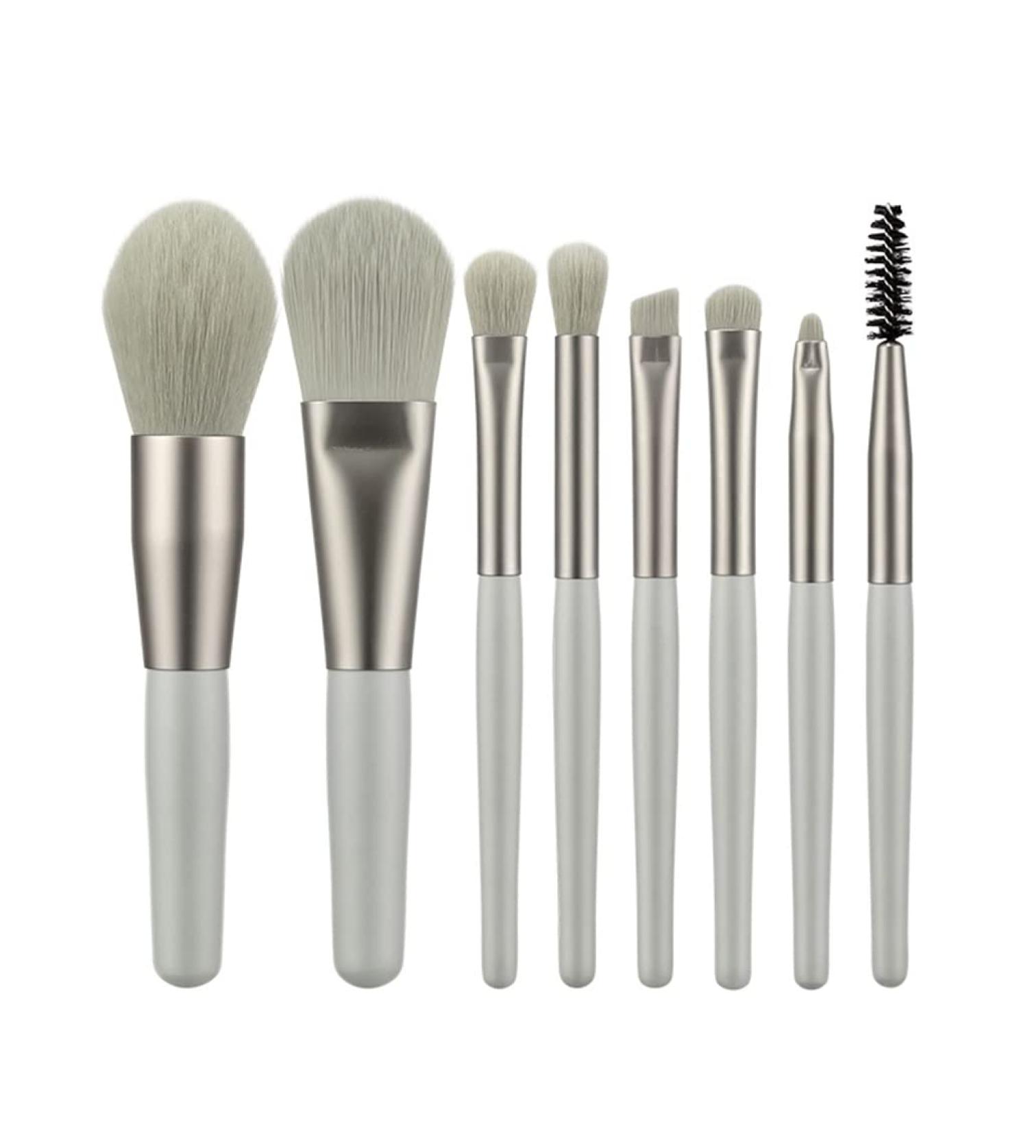 8Pcs Gray Makeup Brush Set - Foundation Eyeshadow Eyebrow & Eyelashes - Perfect for Professional Makeup Application - Buy Online on GoSupps.com
