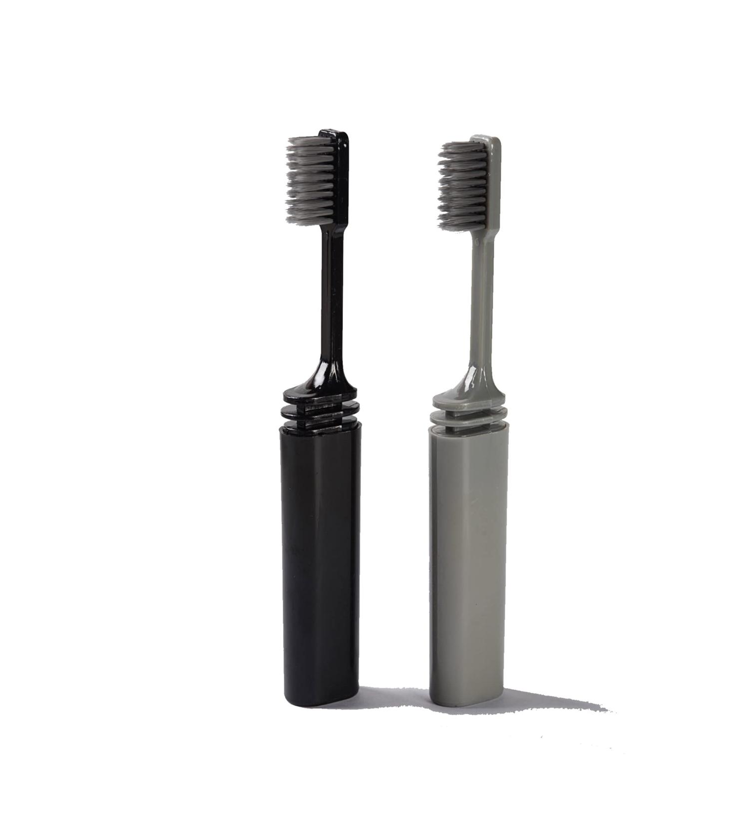 Bamboo Charcoal Folding Toothbrush 2 Pack for Travel, Camping, Holidays - Buy Online on GoSupps.com