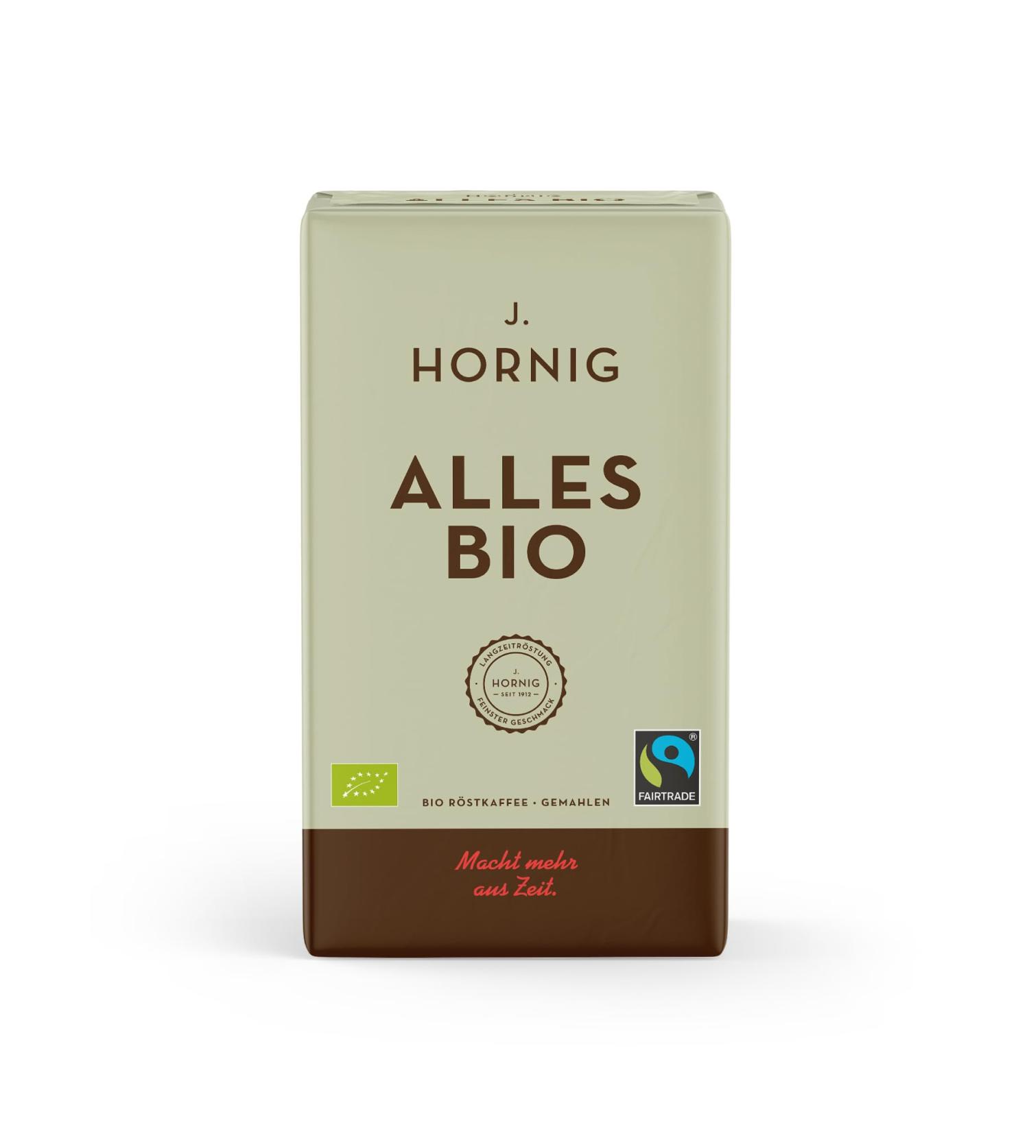 J. Hornig Organic & Fair Trade Ground Coffee 500g Intensive Aroma & Strong Taste for Filter Coffee French Press & Espresso | All Bio Certified - Buy Online on GoSupps.com