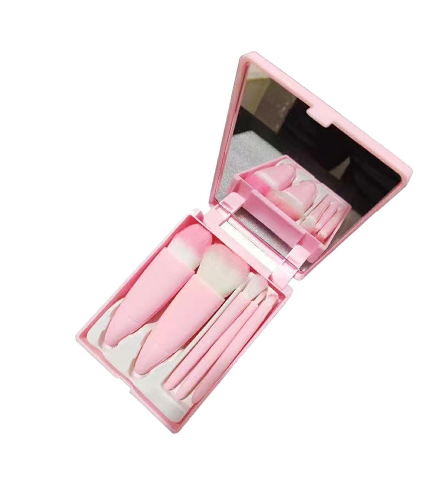 Dajidafu Delicate And Soft Fiber Hair Makeup Brush Set - Blended Look Powder Blusher Brush Mirror Box Brush Set With Mirror Cherry blossom pink - Buy Online on GoSupps.com