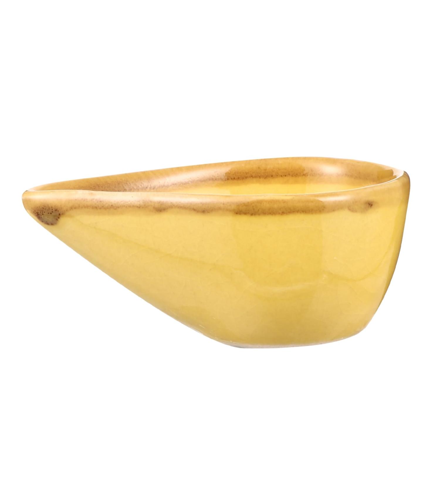 Fomiyes Aromatherapy Mixing Bowl - Ceramic Yellow Facial Jewelry Tray for Essential Oils & Masks | 8.5x5.5cm - Buy Online on GoSupps.com