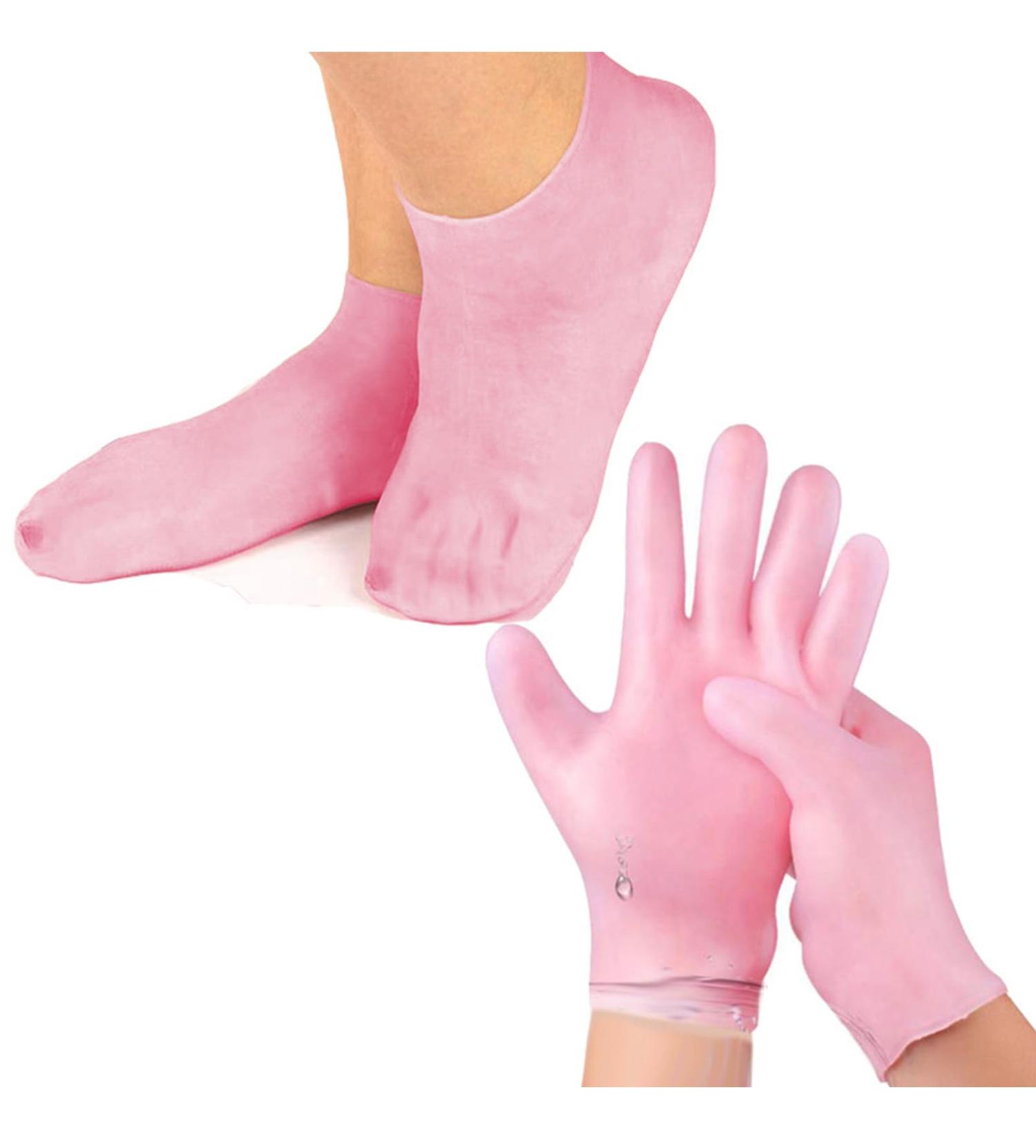 AiNinXun Silicone Socks Women Cracked Feet Silicone Socks Gloves Set Women Foot Spa Pedicure Silicone Socks Glove Moisturising Socks Women Silicone Foot Gel Socks Glove for Hands Feet Care Pink M(35-39) - Buy Online on GoSupps.com