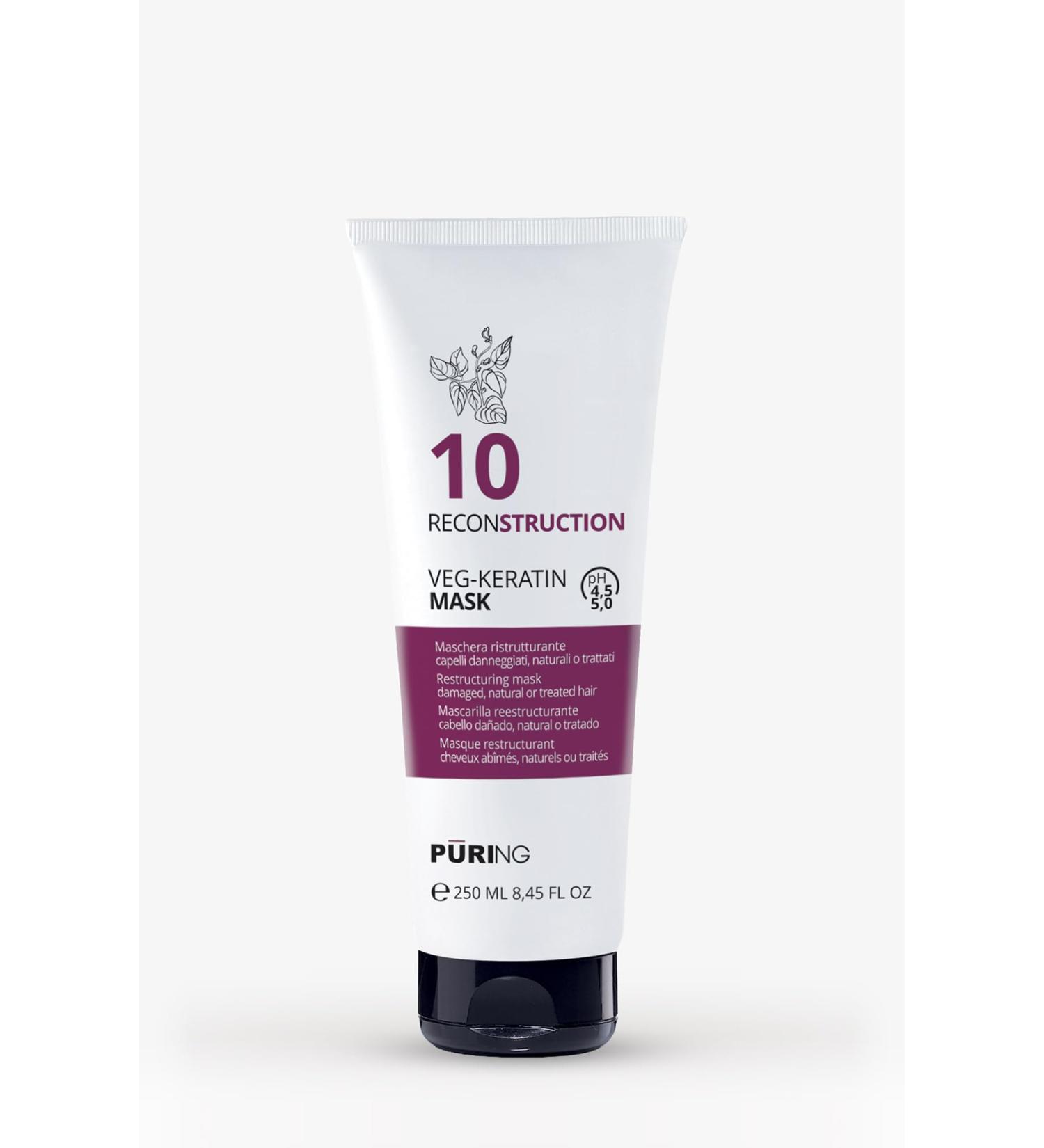 Puring 10 Veg-Keratin Reconstruction Mask 250ml | Restructuring Mask for Damaged Natural or Treated Hair