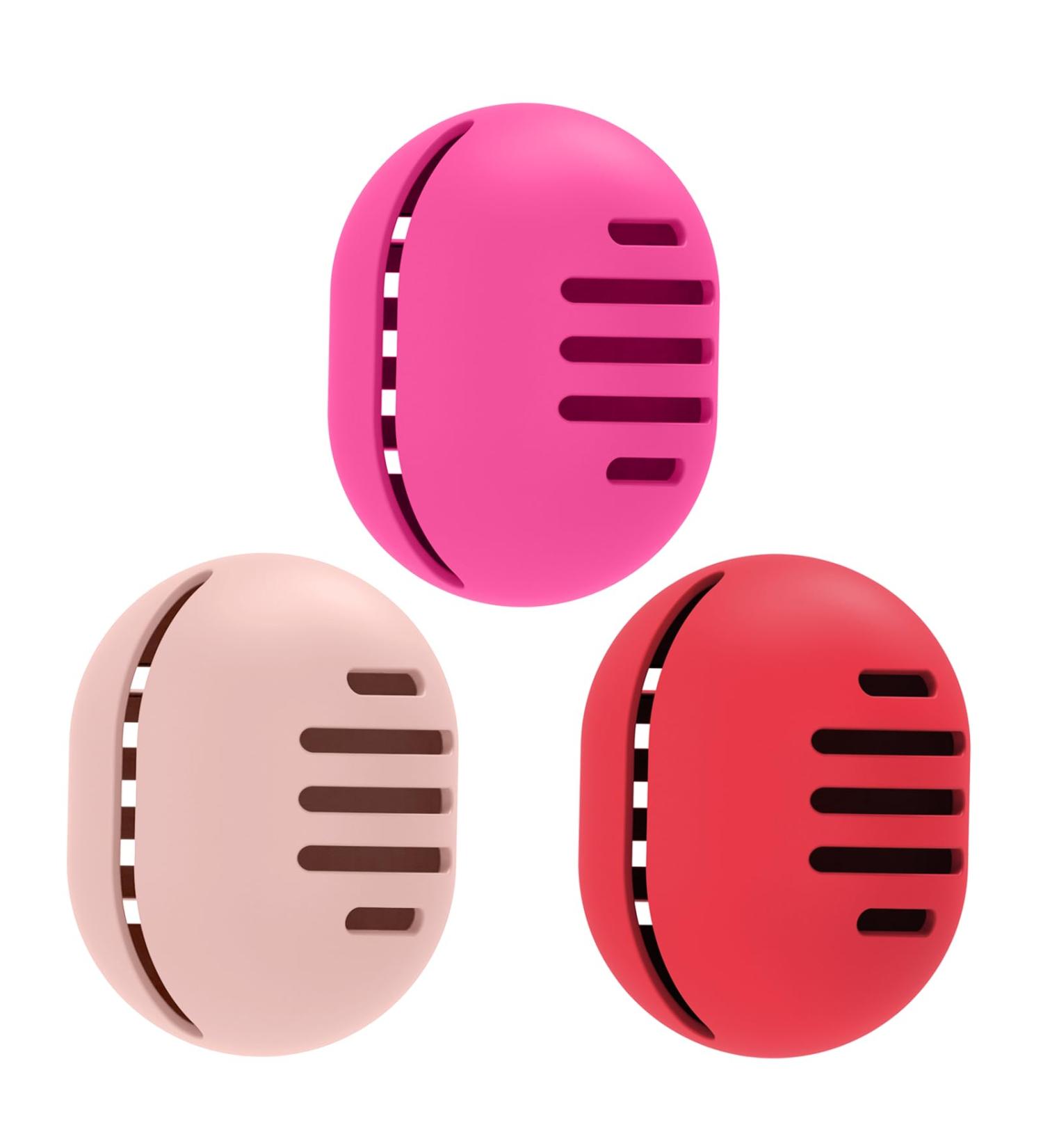 Fauxomor 3-Pack Make-Up Sponge Holder - Breathable Silicone Beauty Blender Travel Bag for All Sizes - Sustainable Portable Cosmetic Tool in Pink Rose Red & Red - Buy Online on GoSupps.com