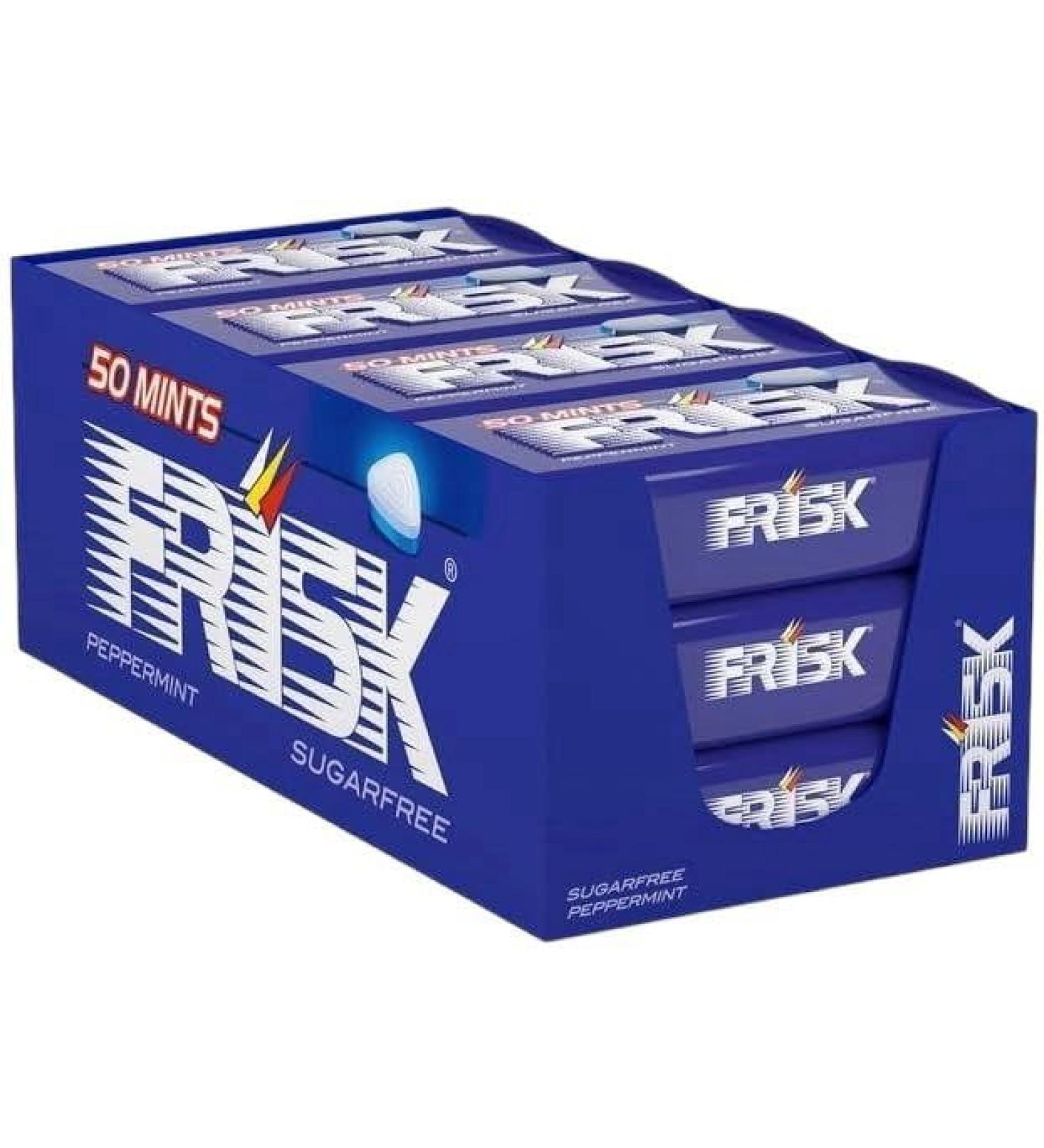 CG94! Frisk Caramelle Dure Gusto Menta Senza Zucchero Confezione da 12 Astucci in Metallo da 50 Mentine ciascuno