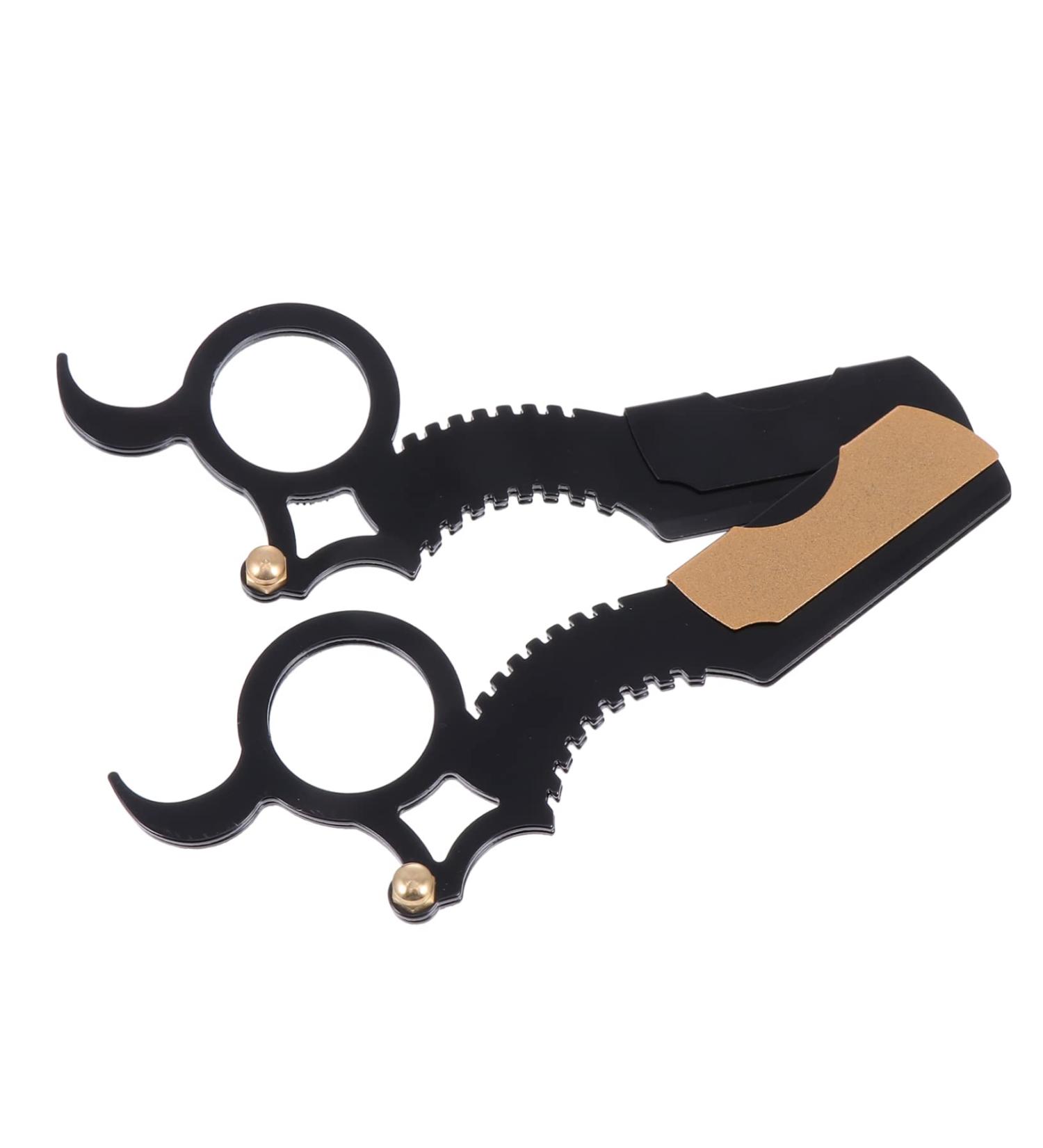 Buy Fomiyes Metal Mustache Razor Holder - Ergonomic Vintage Hairdressing Tool for Interchangeable Blades - Stainless Steel Scissors & Razor Holder - Buy Online on GoSupps.com