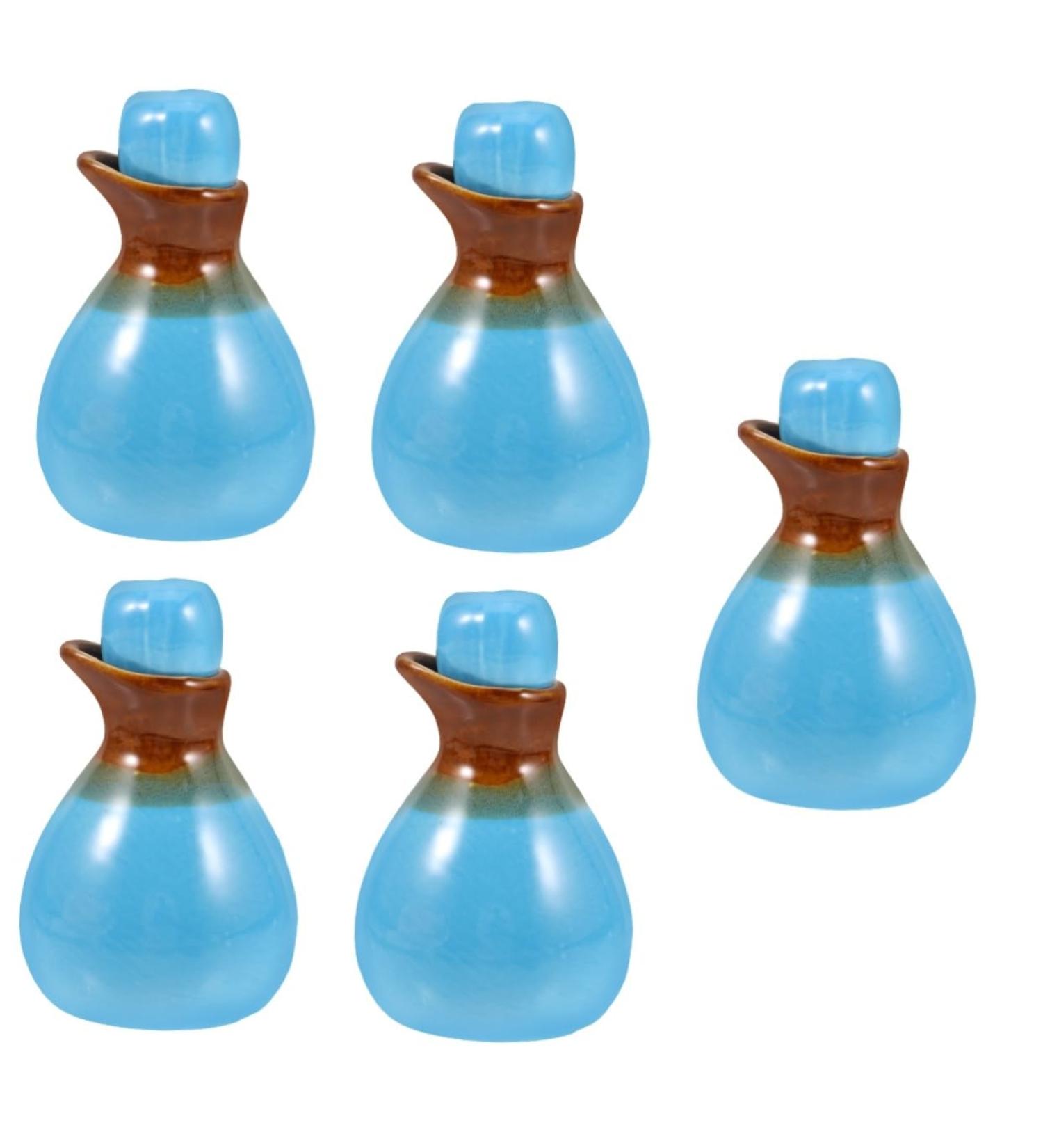 Frcolor 5-Set Traditional Sauce Bottles | Porcelain Diffuser Pots for Essential Oils & Spices | Unique Kitchen Containers - Buy Online on GoSupps.com