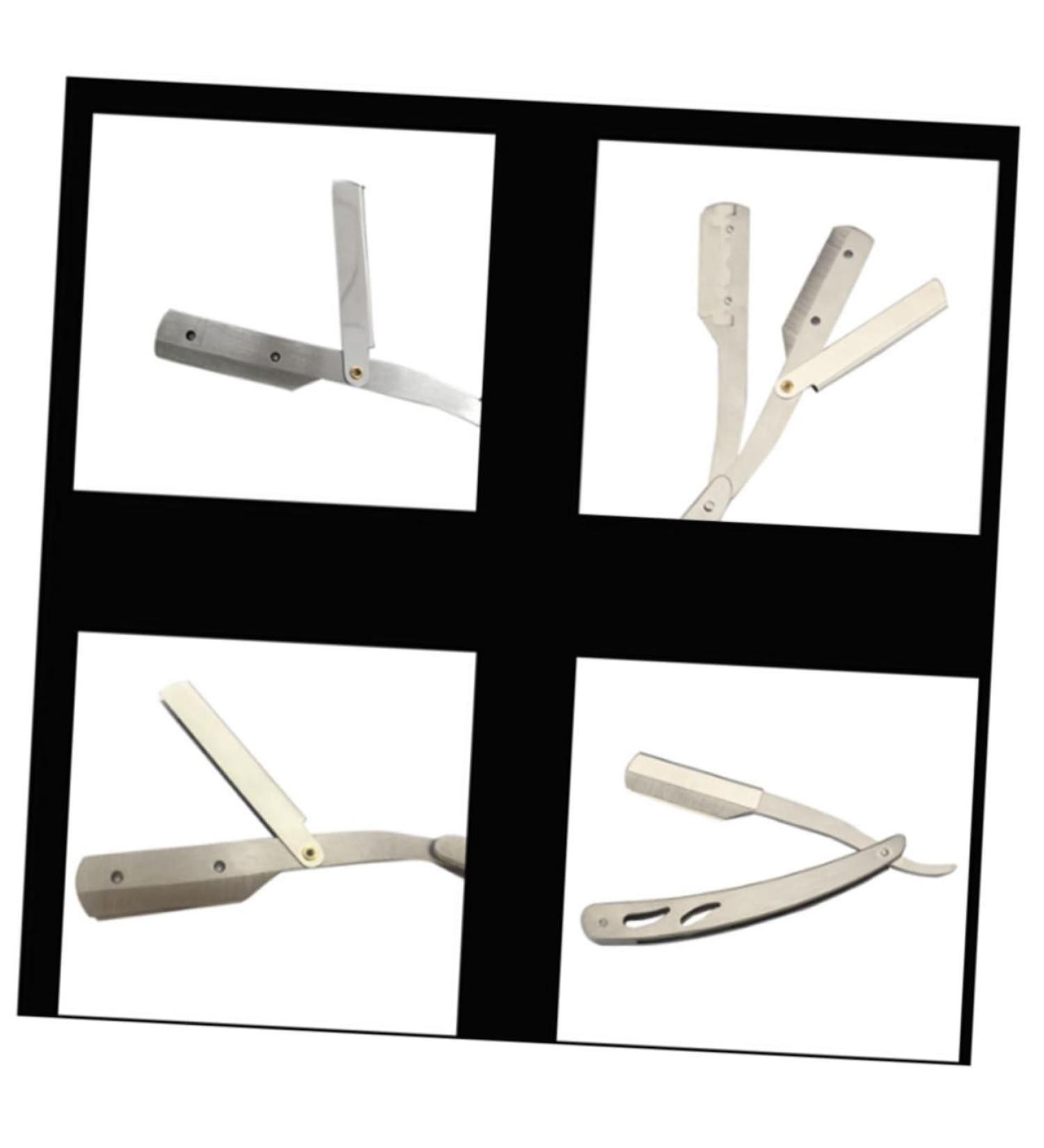 WOONEKY 2pcs Barber Shaving Tools Set - Stainless Steel Straight Razor & Mustache Scissors | Old Fashioned Yangjiang Manual Shaver - Buy Online on GoSupps.com