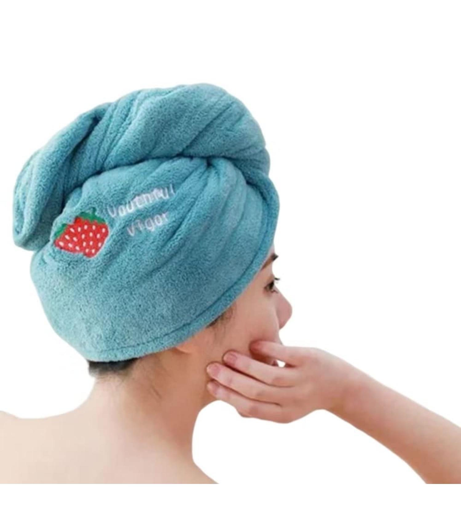 Bearhome Fast Drying Microfiber Hair Towel Turban | Quick-Drying Suction Hold Light Blue - Buy Online on GoSupps.com