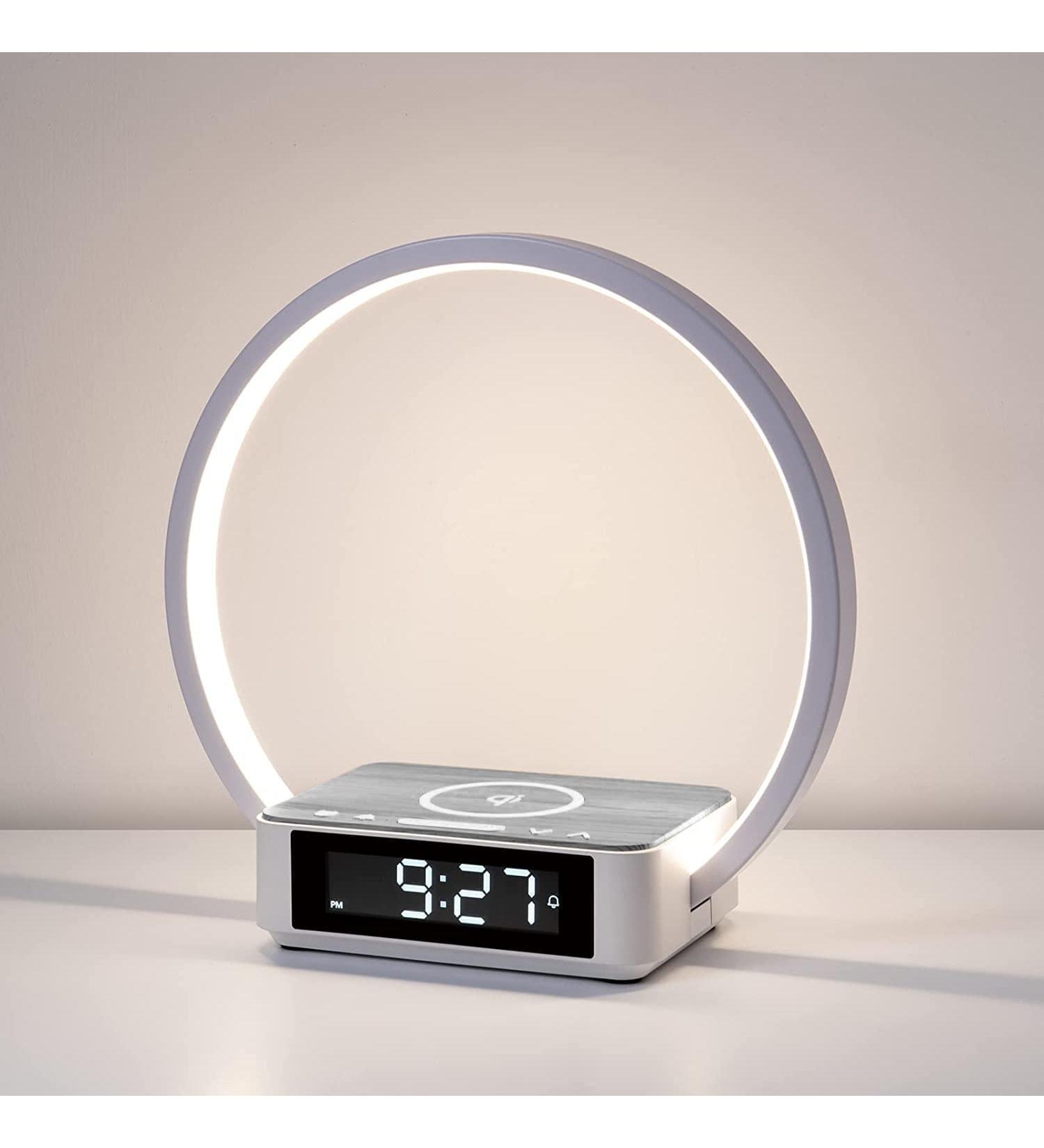 Wilit LED Bedside Lamp with 10W Wireless Charger | Touch Dimmable Light Alarm Clock | 3 Brightness Levels | Gray Night Light for Bedrooms - Buy Online on GoSupps.com