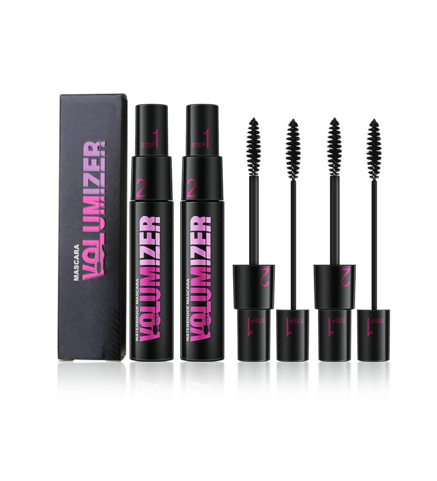 Long Thick Curl Duo Eyelash Mascara 2 In 1 Curl Long Lasting Mascara Natural Thickening Black Dual-Purpose Mascara Waterproof Lash-Lengthening 4D Silk Fiber Mascara for Women (2 PCS) - Buy Online on GoSupps.com