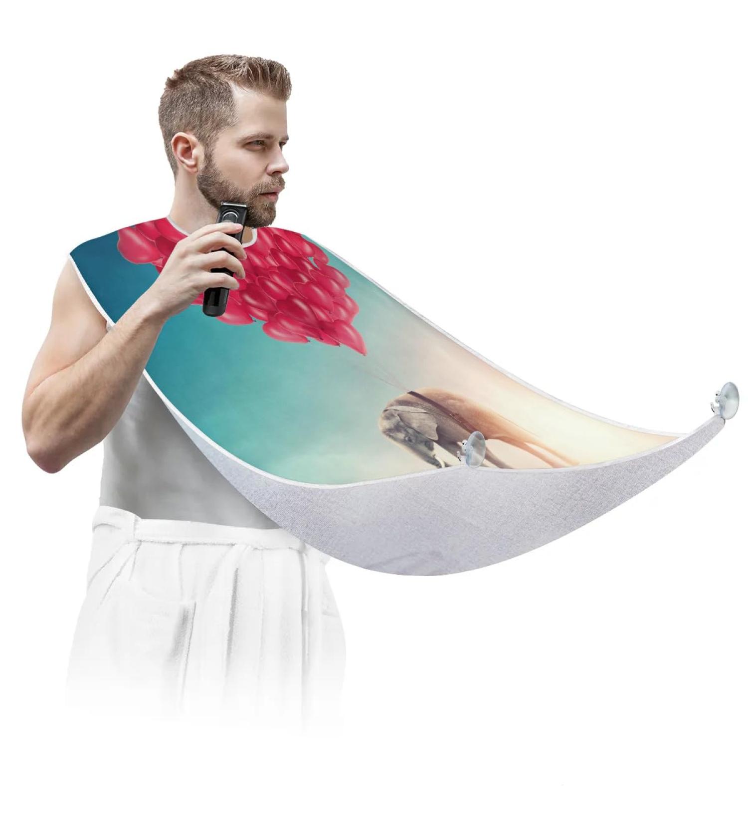 Elephant Love Heart Beard Bib Apron - Non-Stick Waterproof Hair Catcher for Men | Grooming Cloth with Suction Cups | Perfect Gift for Shaving & Trimming - Buy Online on GoSupps.com