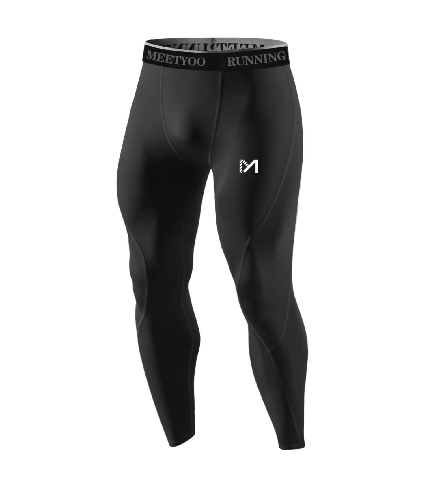 MEETYOO Men's Compression Pants Black Medium | Cool Dry Sports Workout Running Tights - Buy Online on GoSupps.com