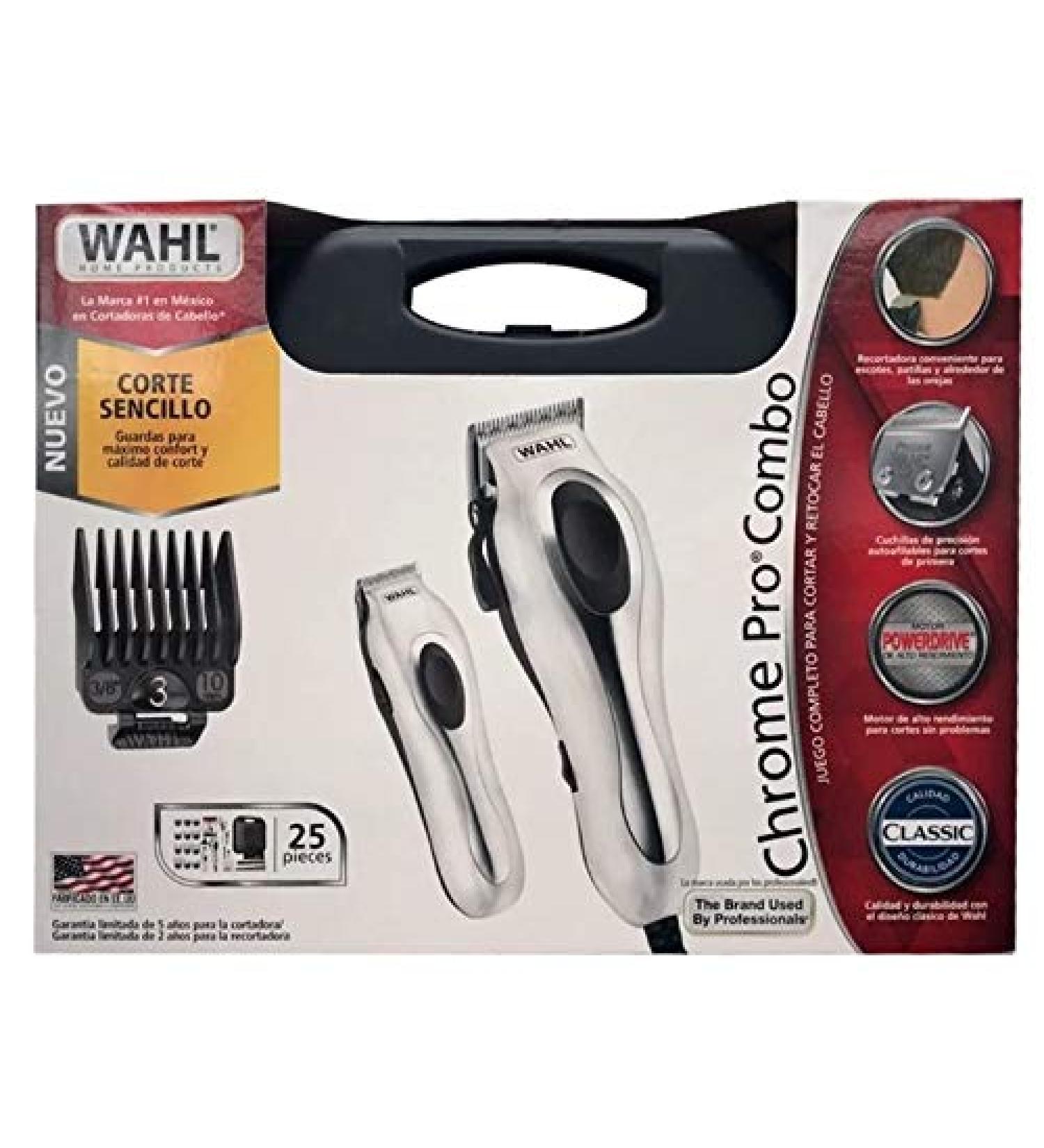 Wahl Hair Clipper Kit Chrome Pro Combo - Professional Hair Cutting & Grooming Solutions | International Shipping Available - Buy Online on GoSupps.com