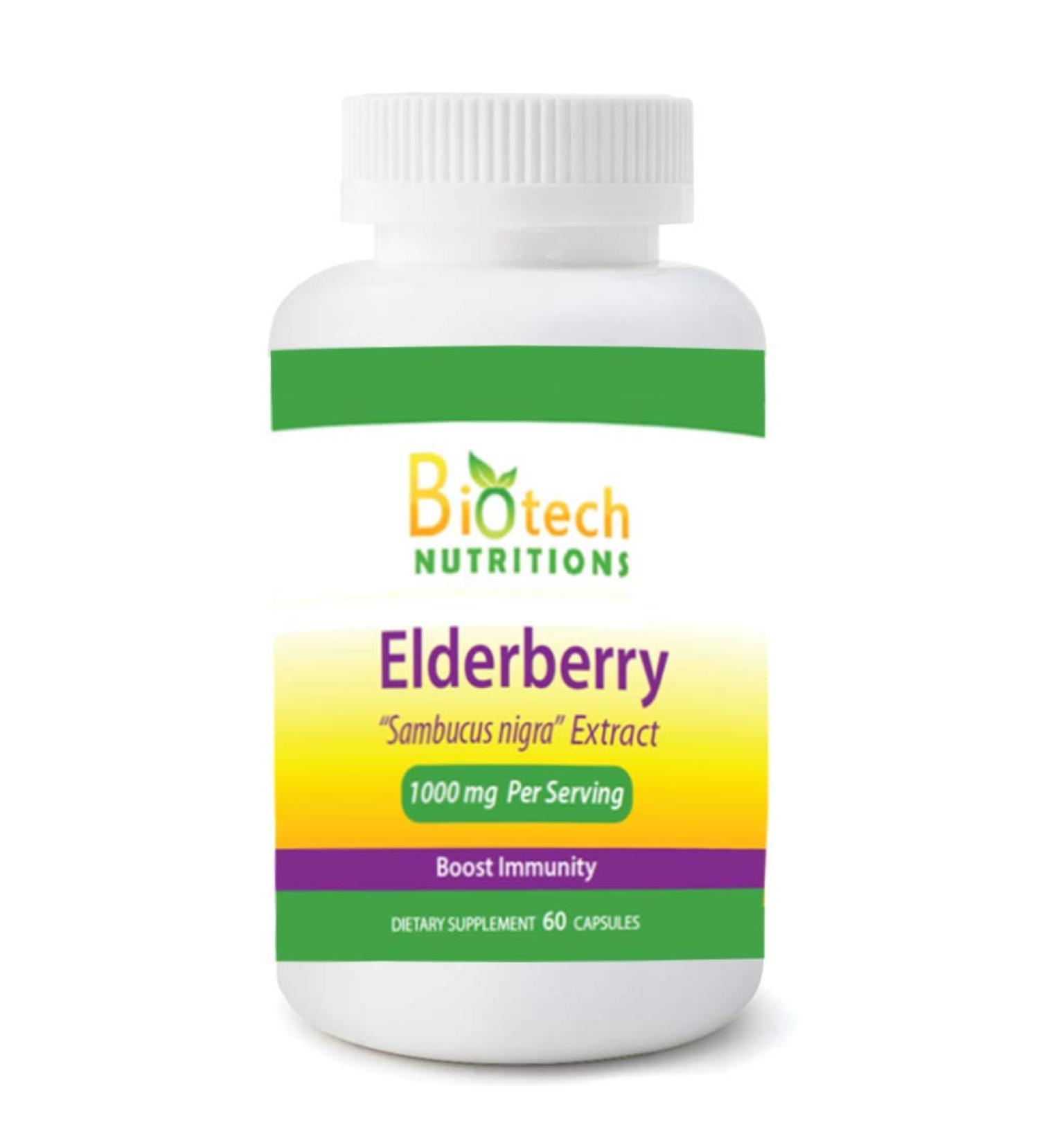 Biotech Nutritions Sambucus Elderberry Extract 1000 mg Serving 60 Vegetable Capsules