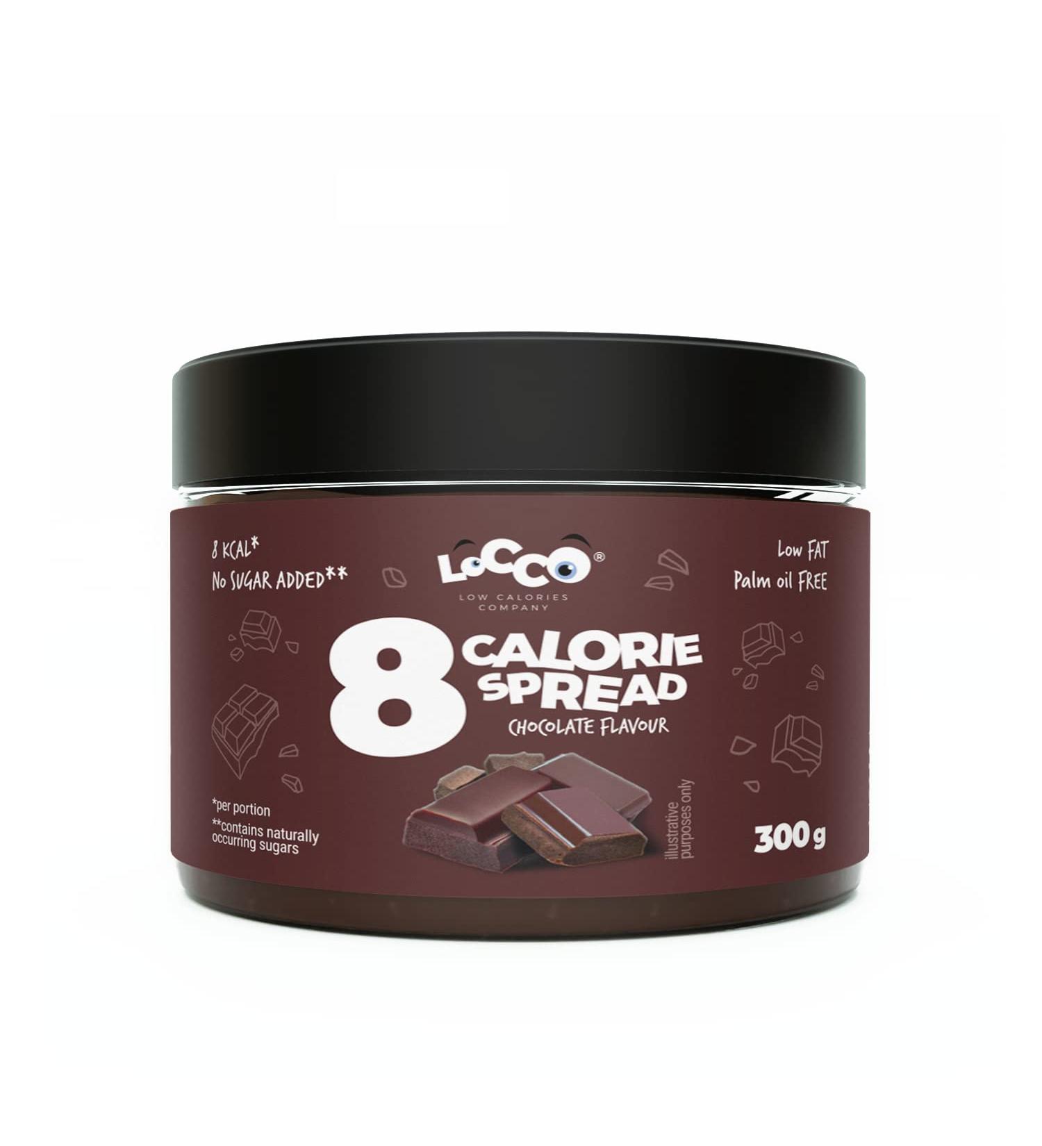 LOCCO 8 Calorie Chocolate Spread 300g - Low Fat, No Sugar Added, Keto-Friendly, Vegetarian Snack - Buy Online on GoSupps.com