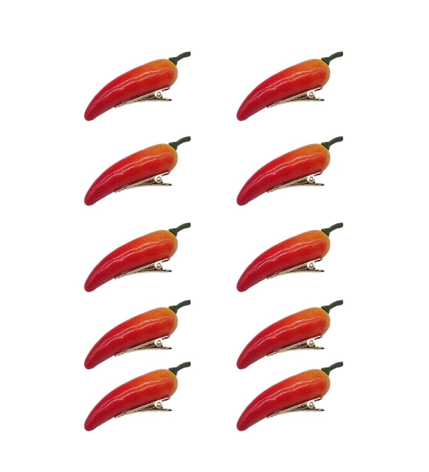 JSGHGDF Simulation Fruit Hairclip Set of 10 for Girl Carnivals Party Hair Pin Girl Women Cute Hair Clip Kids Dress Up Barrettes Red chili - Buy Online on GoSupps.com