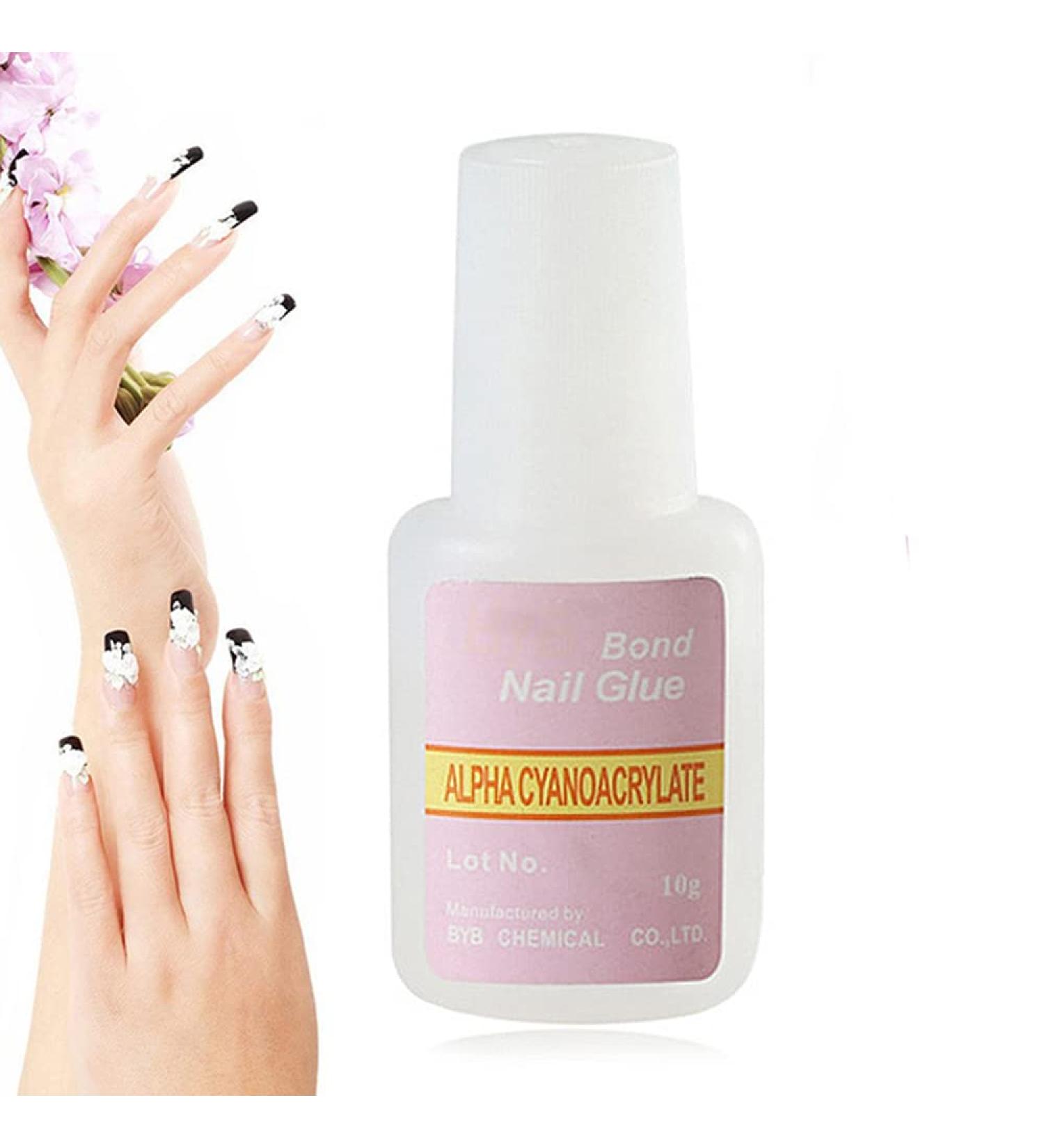10g Fast Drying Nail Glue Sticky Nail Piece Adhesive for False Nail Acrylic Nail Art Decoration Glue with Brush 3Pcs - Buy Online on GoSupps.com
