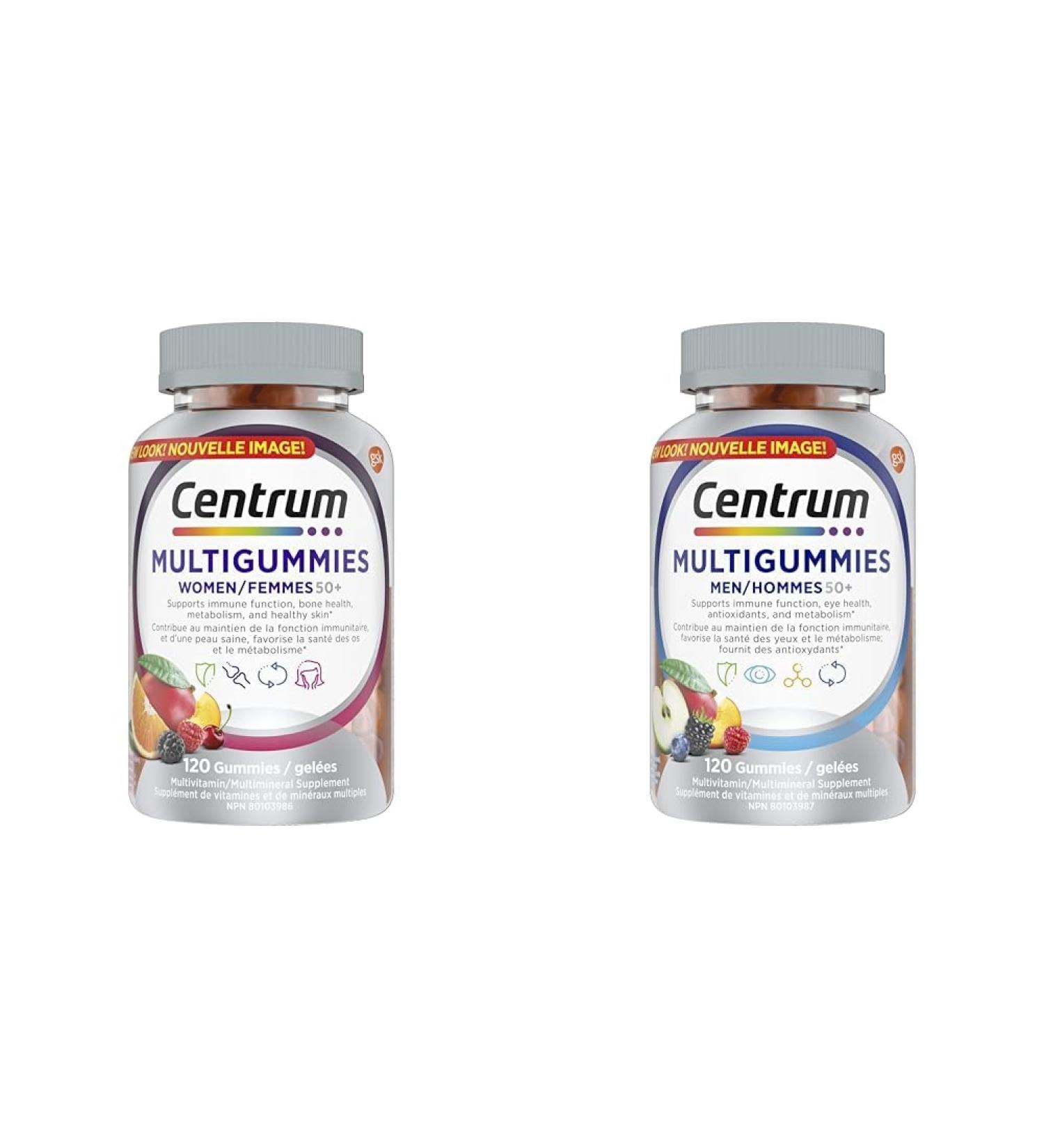 Centrum Women and Men 50 Plus MultiGummies | Multivitamins/Minerals Gummies for Adults 50+ - Buy Online on GoSupps.com