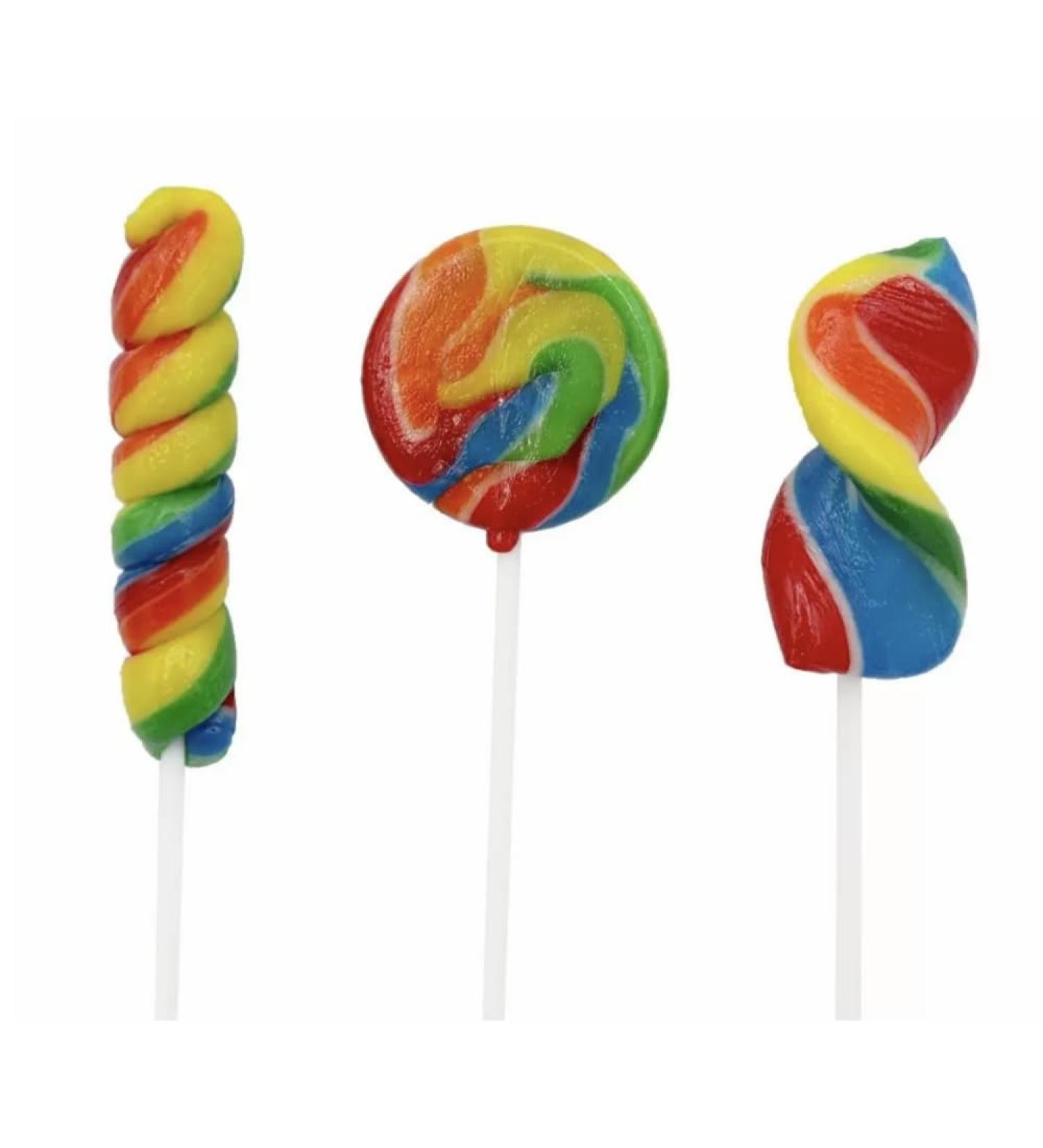 Rainbow Twist & Swirl Lollipops - Pack of 12 lollipops of 17g each!