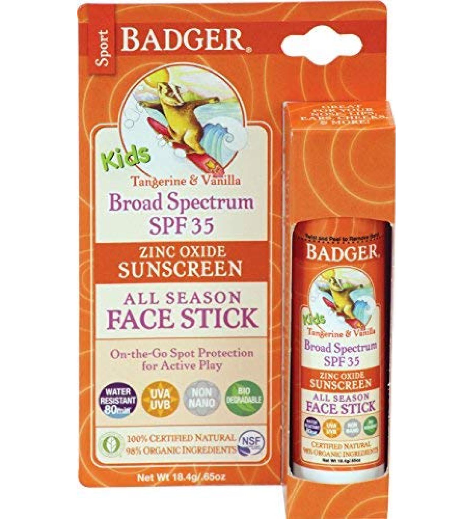 Badger SPF 35 Clear Zinc Kids Sunscreen Stick - Tangerine & Vanilla, .65 oz - Buy Online on GoSupps.com