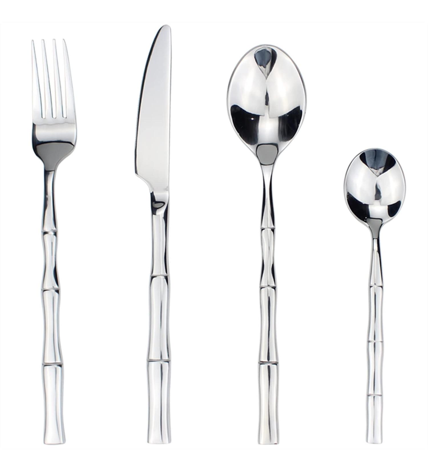 Flatware Sets 24pcs Creative Design Bamboo Shape Handle Stainless Steel Western Dinnerware Perfect Mirror Polish Famous Cutlery Set for Kitchen Stainless Steel LCCDSD 24pcs Natural Silvery - Buy Online on GoSupps.com