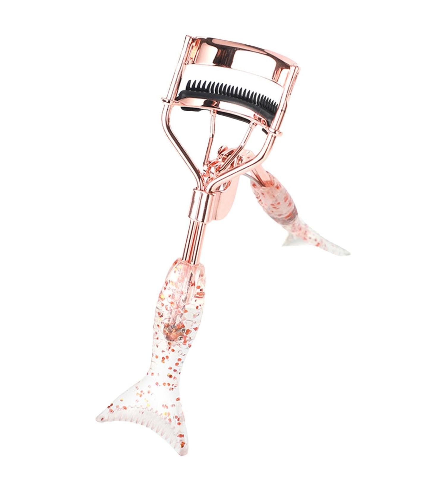 Nuyhadds Eyelash Curlers for Girls Eyelash Curlers for Makeup Fishtail Shaped Small Eyelash Curler with Comb Teeth Portable Makeup Accessories Beautiful Ergonomic Eyelash Tools for Opening A4 Electroplated Rose Gold With Black Comb Rose - Buy Online on GoSupps.com