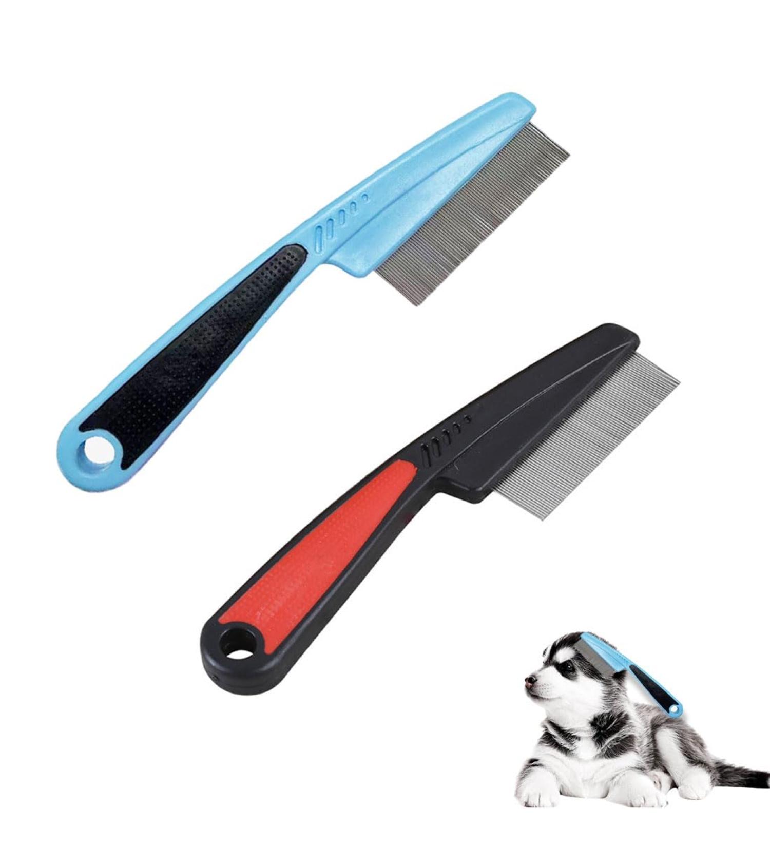 Buy Bzkser Profi Flea Comb for Dogs & Cats - 2 Pack Anti-Flea & Lice Comb with Rounded Metal Tines - Effective Against Parasites - Buy Online on GoSupps.com