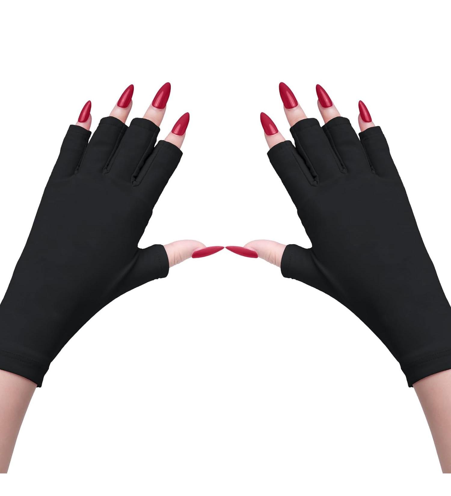 UV Gloves for Gel Nails - UPF50+ High-tech UV Protection Gloves for Manicures Anti UVA&UVB UV Nail Gloves for Nail Lamp Skin Care Fingerless Gloves Protect Hands from UV Harm (Black) - Buy Online on GoSupps.com