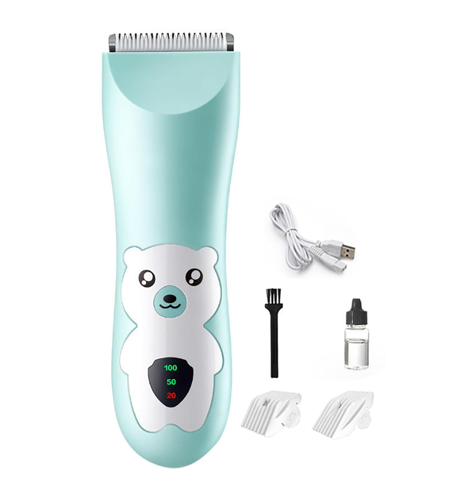 Ultra Quiet Baby Hair Clipper - Cordless Waterproof Rechargeable Trimming with Cartoon Design & 2 Guide Combs - Buy Online on GoSupps.com