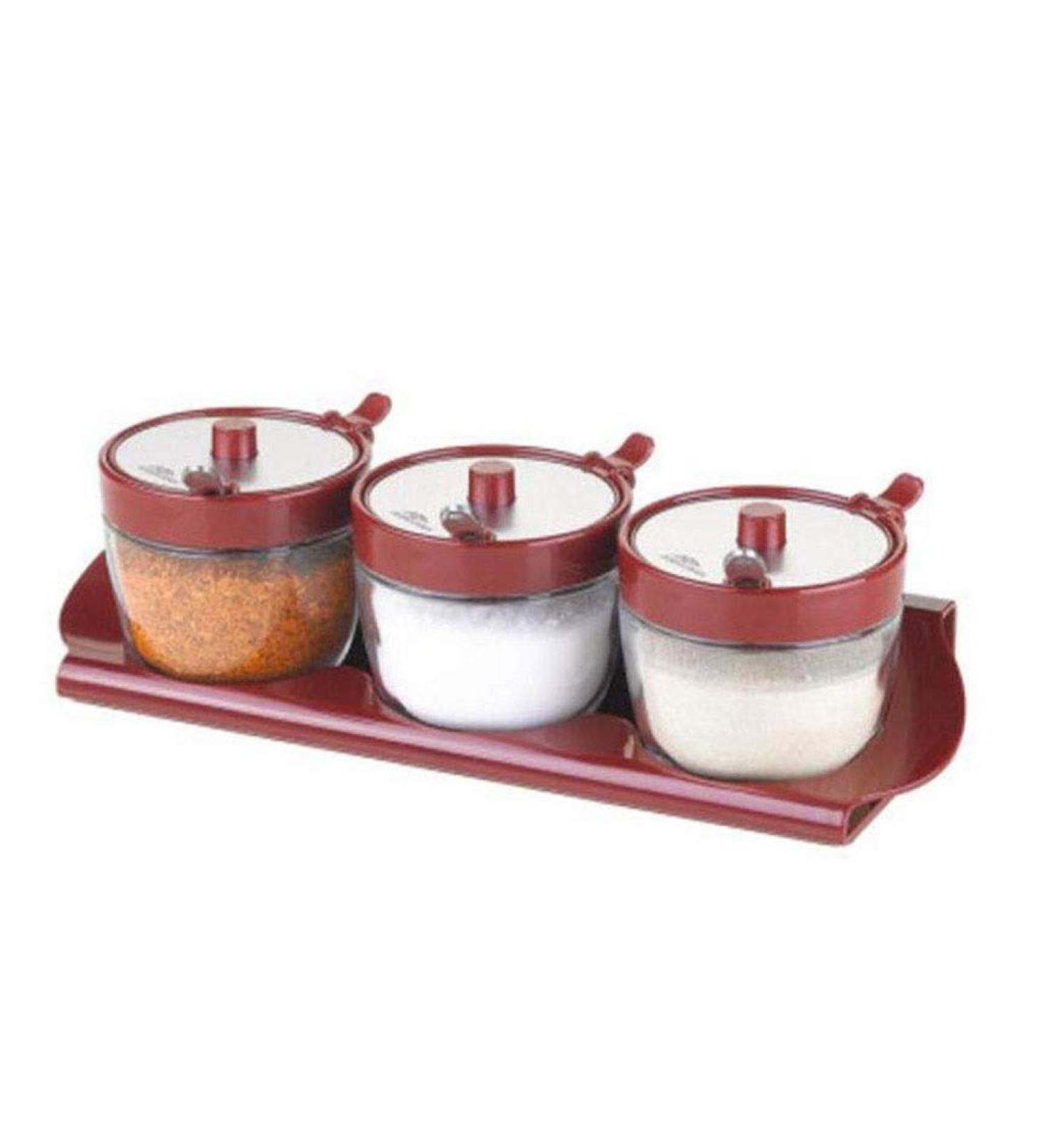 Seasoning Box - Seasoning Jar Seasoning Bottle Set Kitchen Glass Seasoning Set Of 3 (Color : A) (Silver) - Buy Online on GoSupps.com