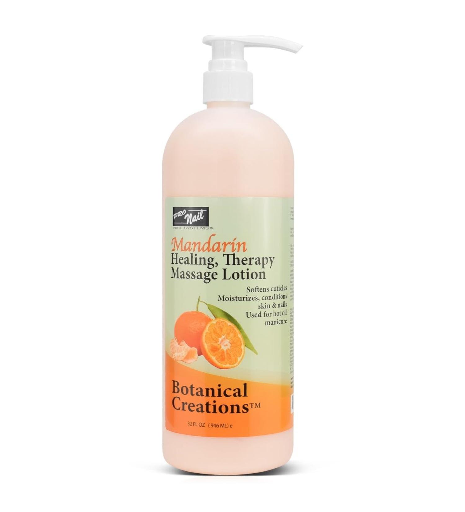 PRONAIL - Healing Therapy Massage Lotion - Professional Pedicure Body and Hot Oil Manicure Infused with Natural Oils Vitamins Panthenol and Amino Acids (Mandarin 32 Oz)