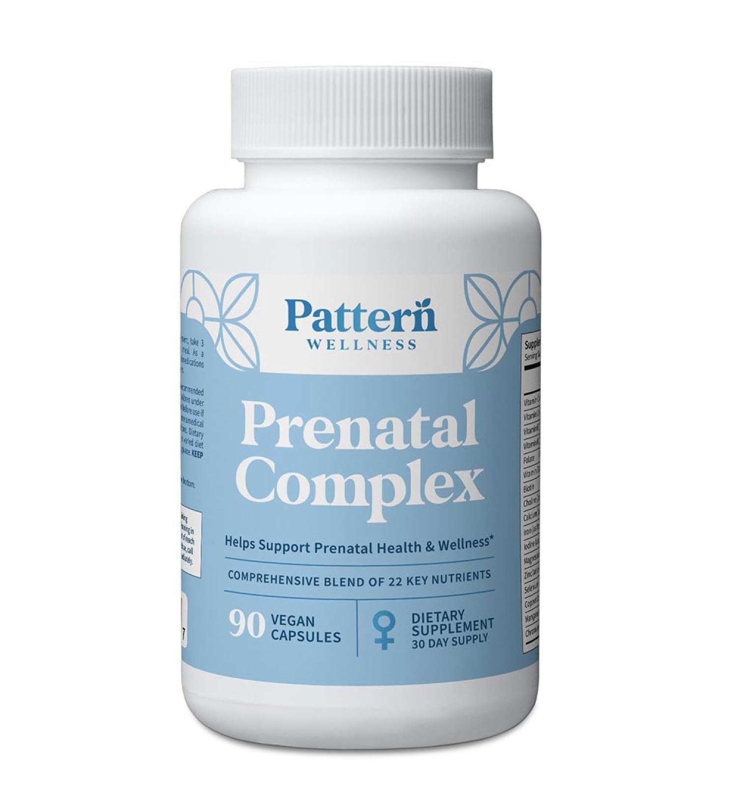 Pattern Wellness Prenatal Complex for Women Prenatal Vitamin with DHA, Folate, Iron, Probiotics & Biotin Support from Preconception to Postpartum - 90 Capsules 90 Count (Pack of 1) - Buy Online on GoSupps.com