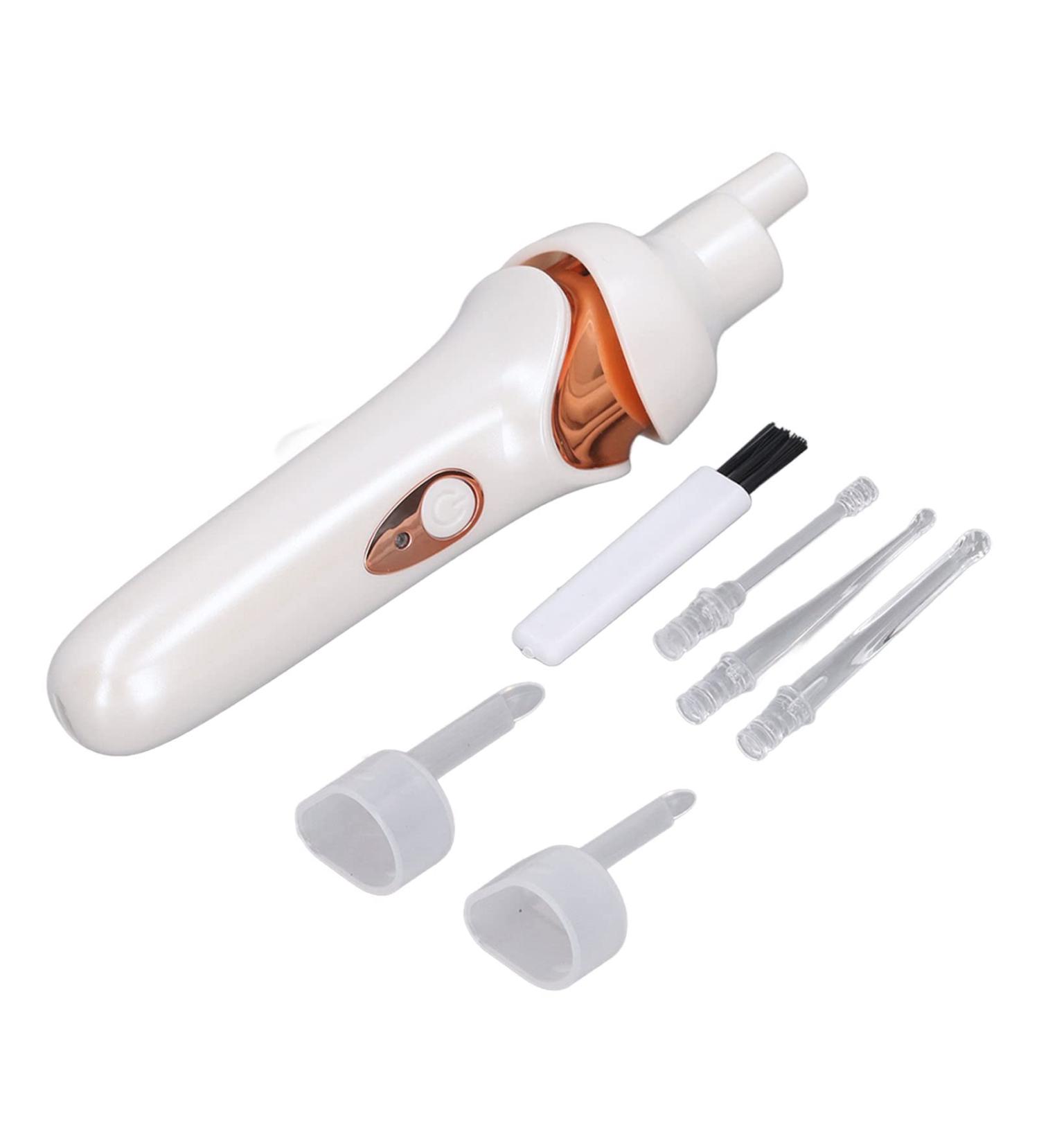 Rechargeable LED Light Ear Wax Cleaner Vacuum - Safe Electric Soft Tip for Kids & Adults - White - Buy Online on GoSupps.com