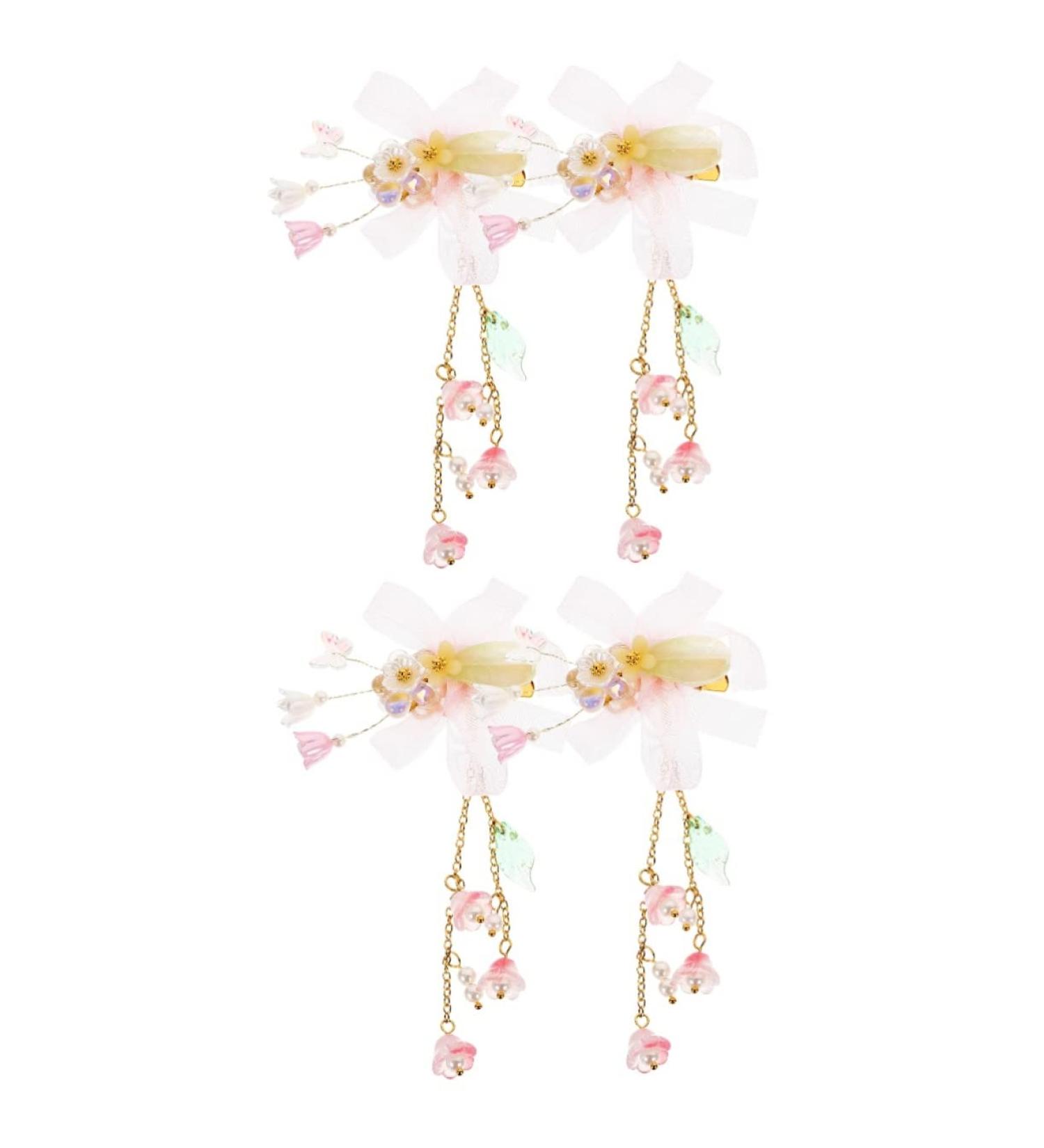 Beaupretty 2 Pairs tassel flower hair clip chinese hair accessories hair gems for women pink flower hair clip hair clips for kids girls hair clips small hair clips child Hairpin the flowers - Buy Online on GoSupps.com