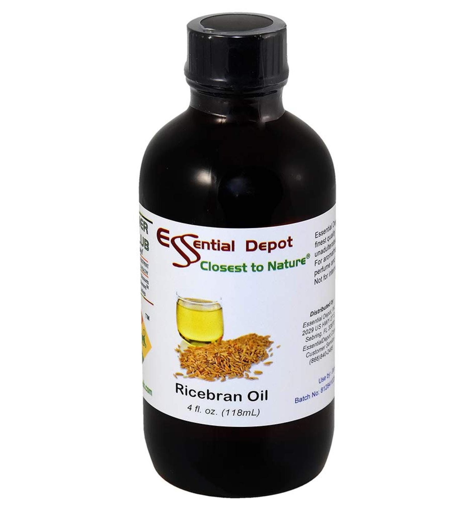 Rice Bran Essential Oil 4 oz - GC/MS Tested & Safety Sealed - Premium Quality in Amber Glass Bottle - Buy Online on GoSupps.com