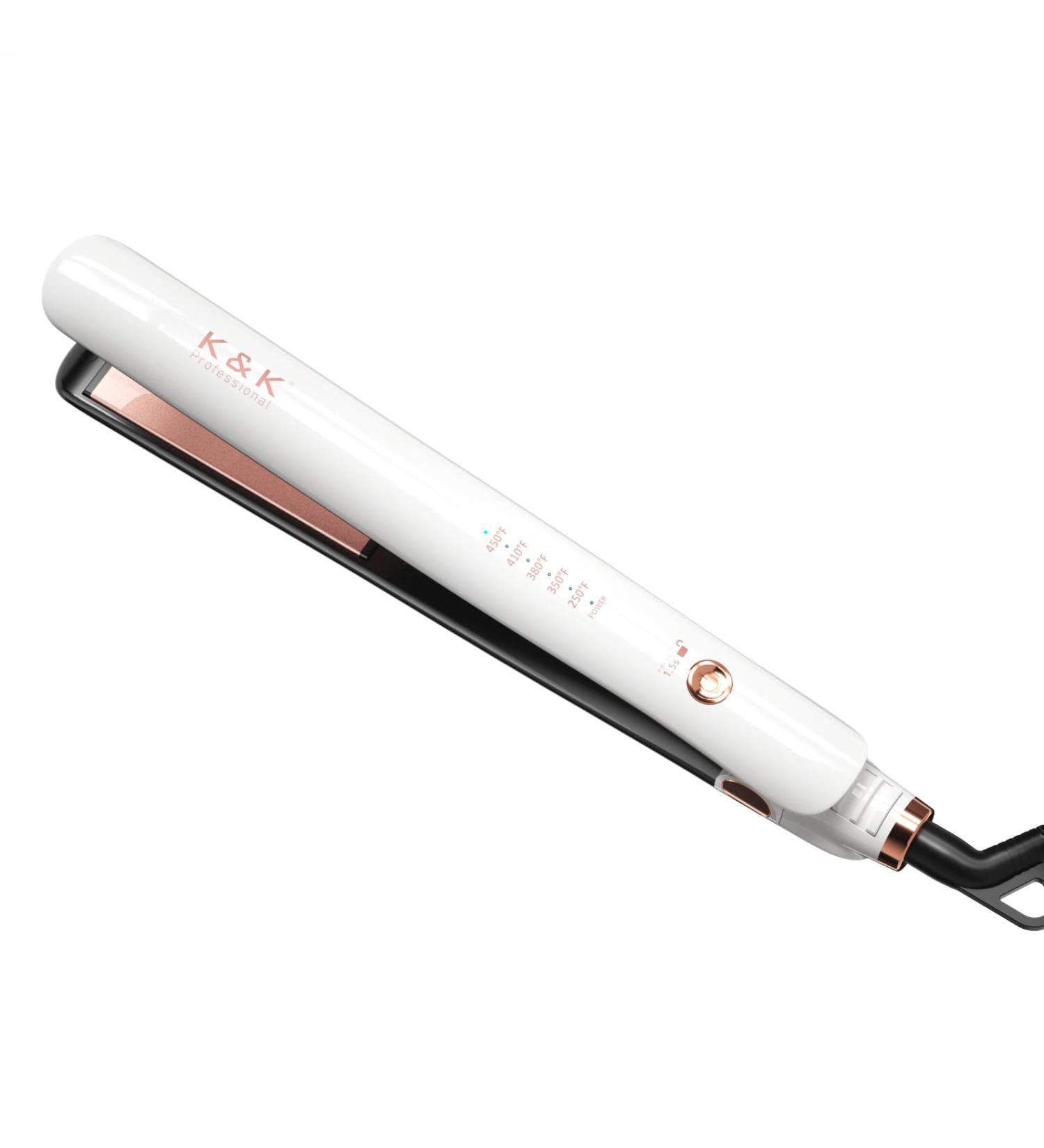 K&K PRO Flat Iron Hair Straightener - 1 Inch Ceramic Tourmaline Dual Voltage Swift Heat-up for Effortless Curls & Straightening - Buy Online on GoSupps.com