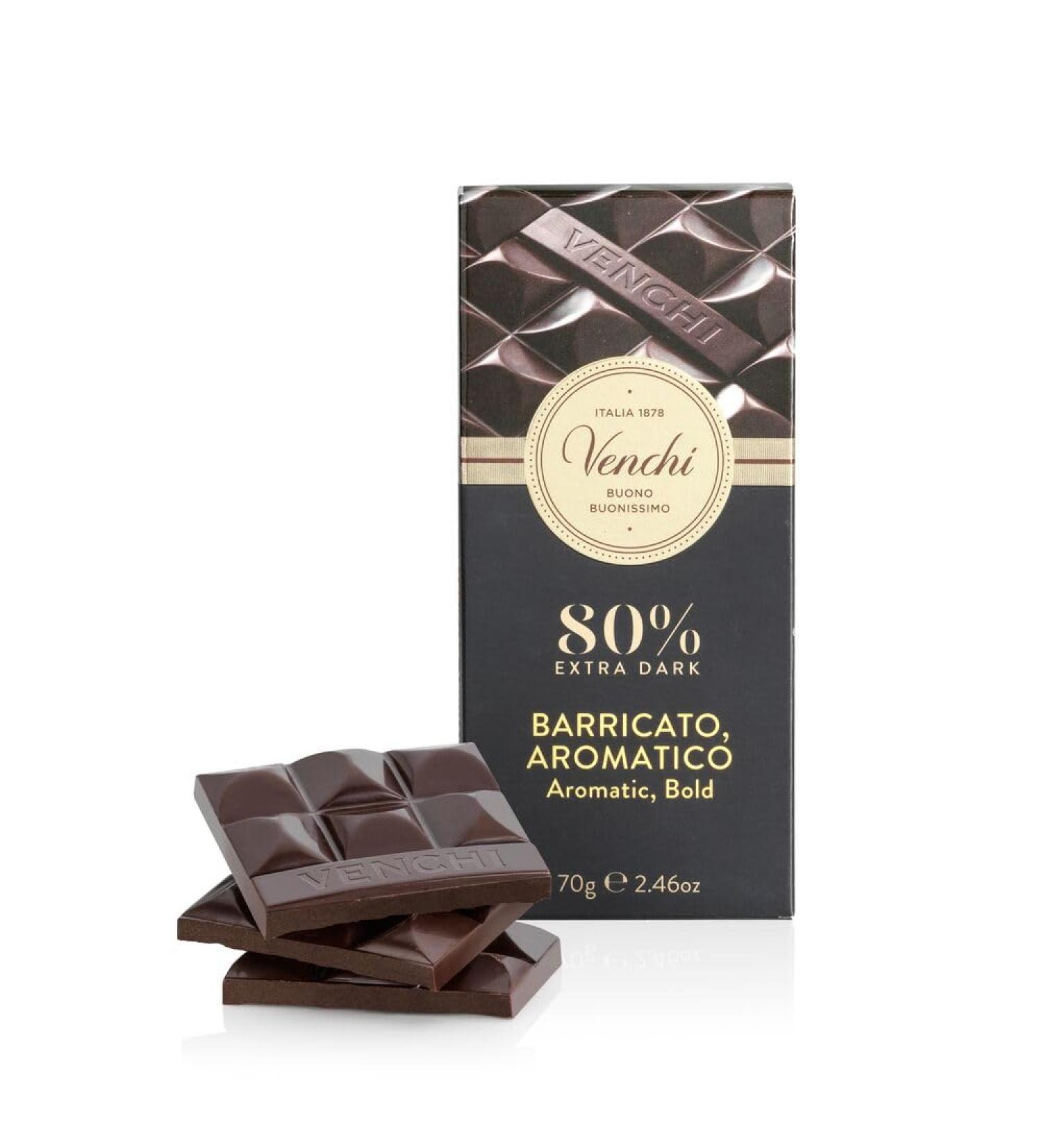 Venchi - Extra Dark Chocolate Bar 80% Matured in Barrel 70 g - With Selected Cocoa Blends - Gluten Free - Vegan - Buy Online on GoSupps.com