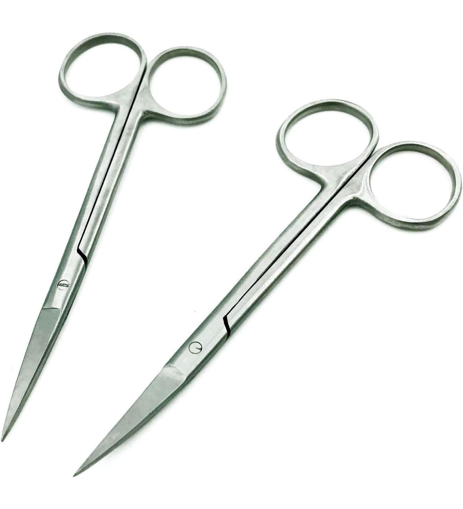 Krisp Beauty Stainless Steel Scissors Set - 2 PCS Nail & Cuticle / Manicure Scissors Kit - Straight & Curved Blades for Beard Mustache Nose Hair Ear Hair Eyebrow & Eyelash Cutting - Buy Online on GoSupps.com