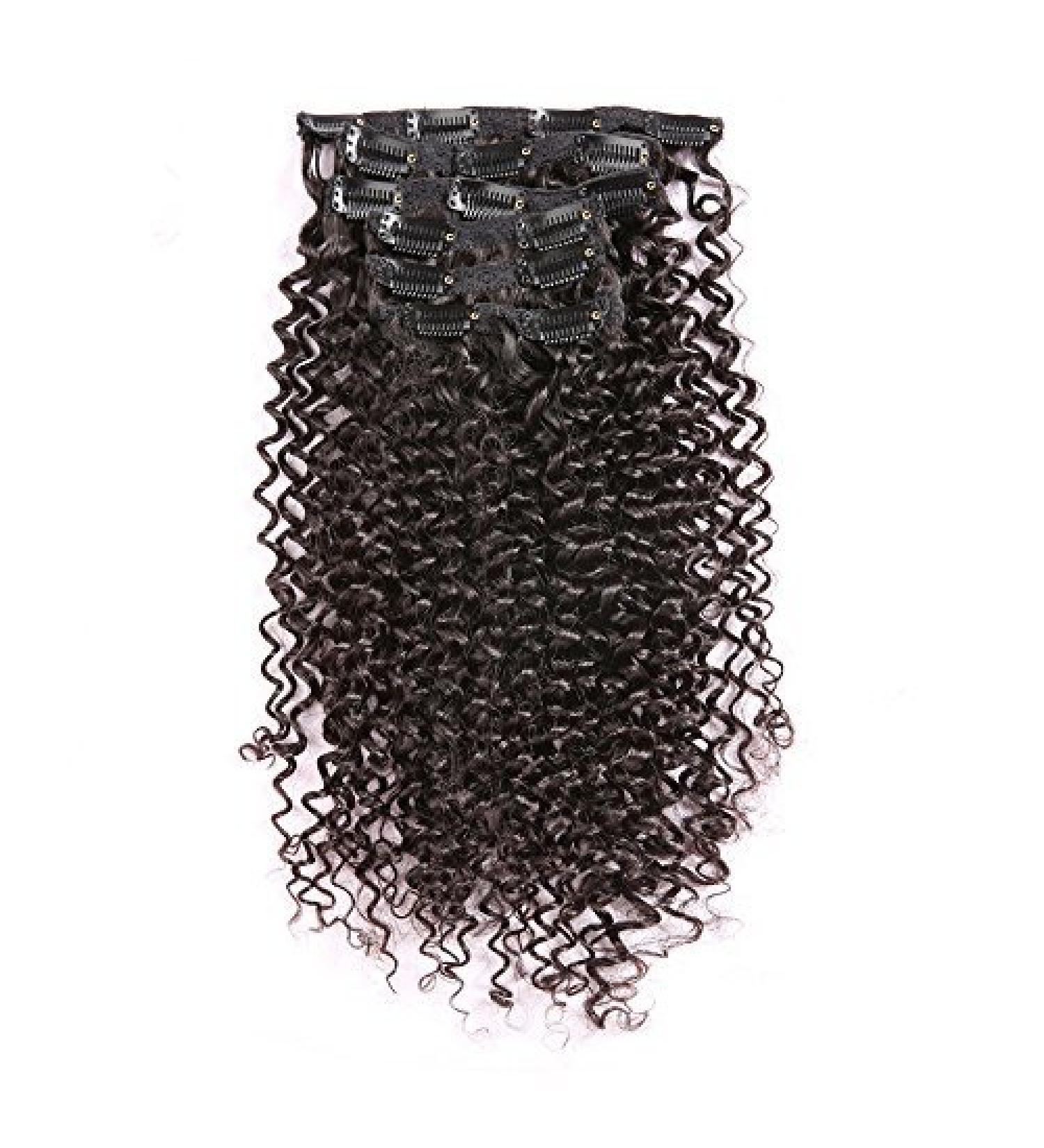 12 Inch -28 Inch Kinky Curly Clip in Hair Extensions Clip Ins Brazilian Remy Human Hair for Black Women Natural Color 8 pieces 70g/One Set (12") - Buy Online on GoSupps.com