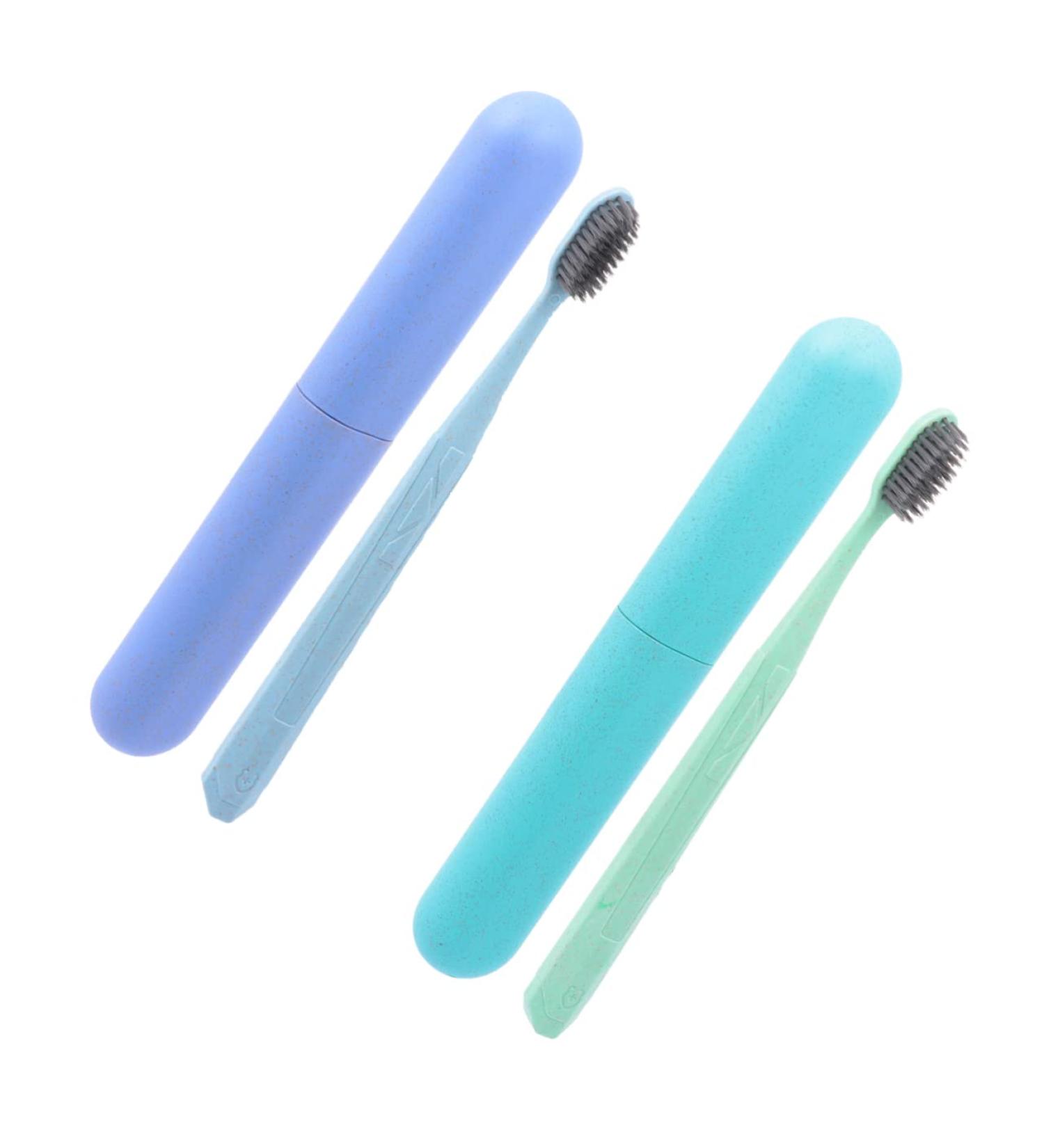 Minkissy Extra Soft Manual Toothbrush Set - Natural Wheat Fiber with Colorful Containers - Ideal Tooth Cleaning Tools for Adults - Perfect Gift - Buy Online on GoSupps.com