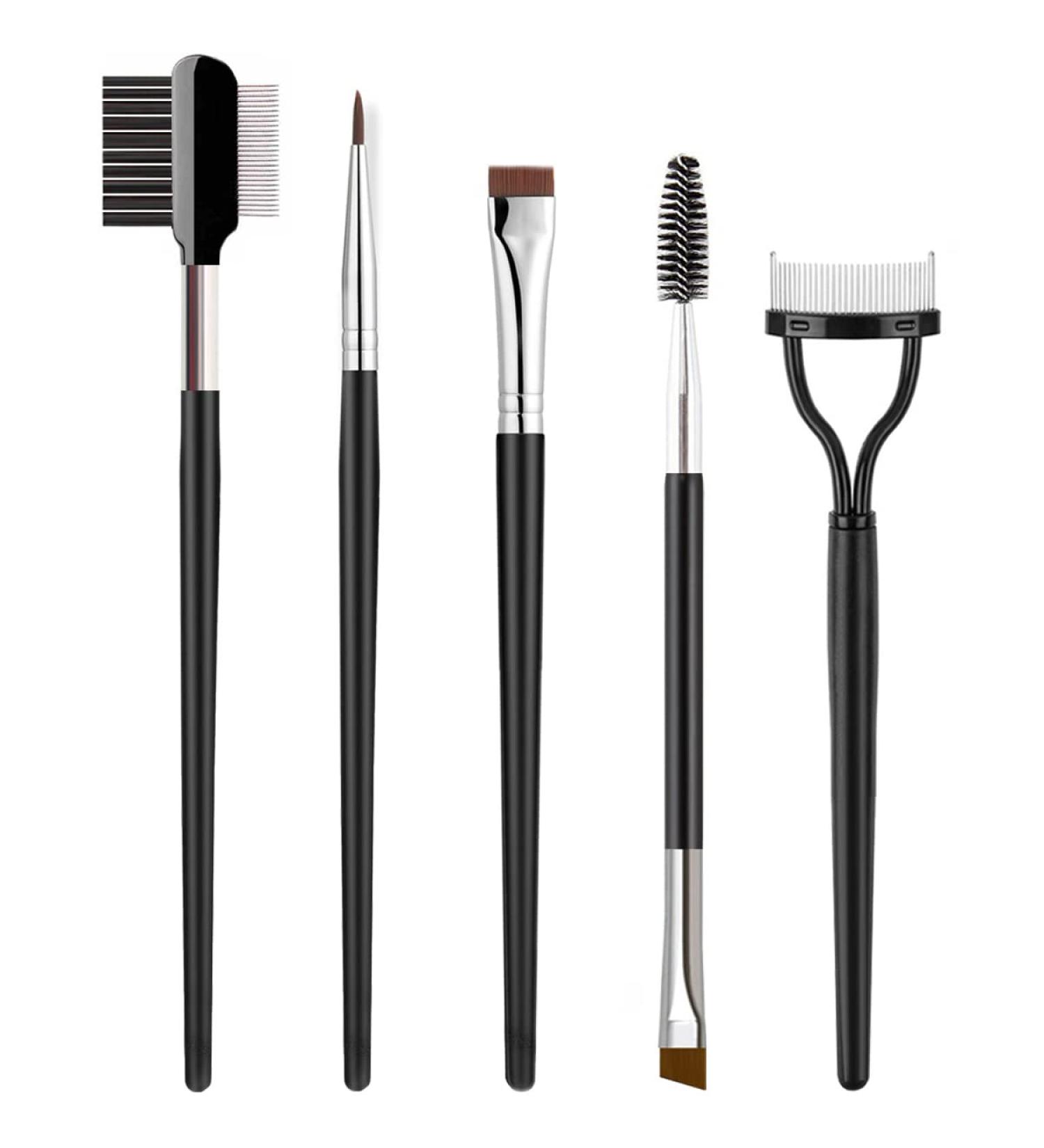 KINGMAS 5-Piece Makeup Brush Set for Eyeliner, Eyebrows, and Lashes - Brow Comb, Grooming Tool - Buy Online on GoSupps.com