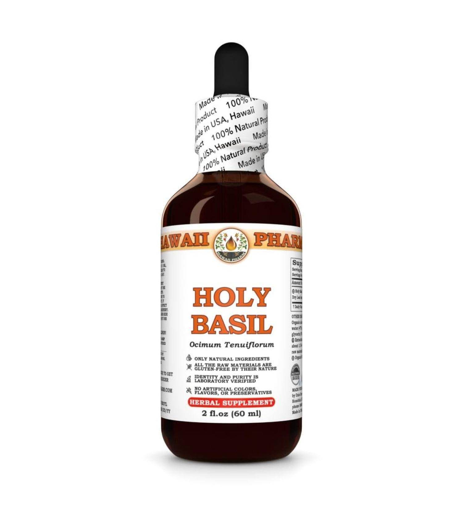 Holy Basil (Ocimum Tenuiflorum) Dry Leaf Tincture, Made in Hawaii, Organic Raw Materials, All Natural, Vegan, Pure Liquid Extract - 2 fl.oz 2 Fl Oz (Pack of 1) - Buy Online on GoSupps.com