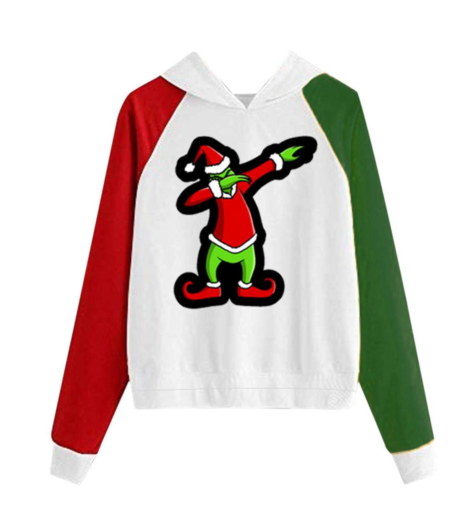 Bigfanshu Womens Dresses Christmas Print Hooded Long Sleeves Sweatshirt Pullover Tops Shirt - Buy Online on GoSupps.com