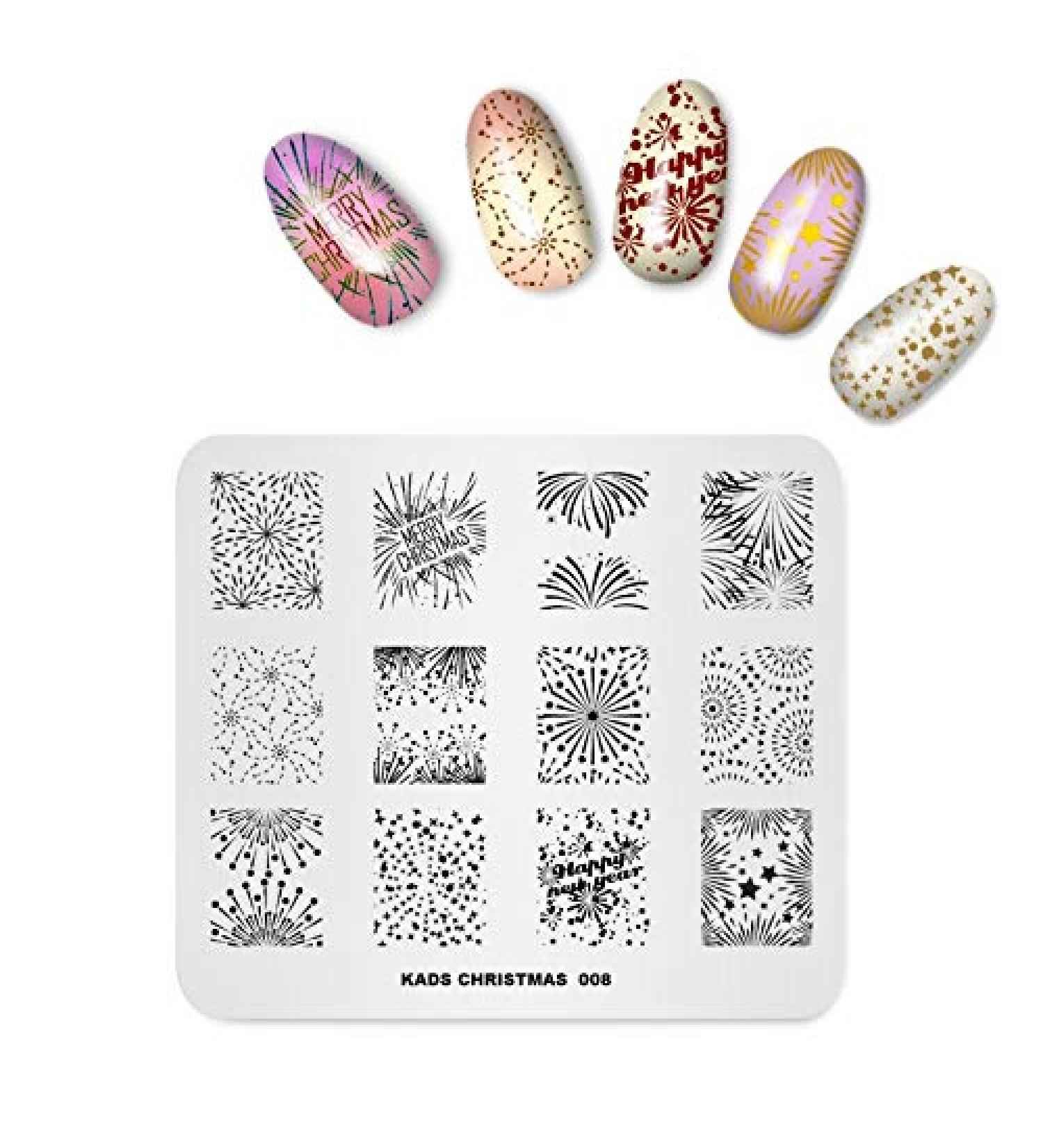 Christmas & New Year Fireworks Nail Art Stamping Plate - DIY Manicure Print Tool - Buy Online on GoSupps.com