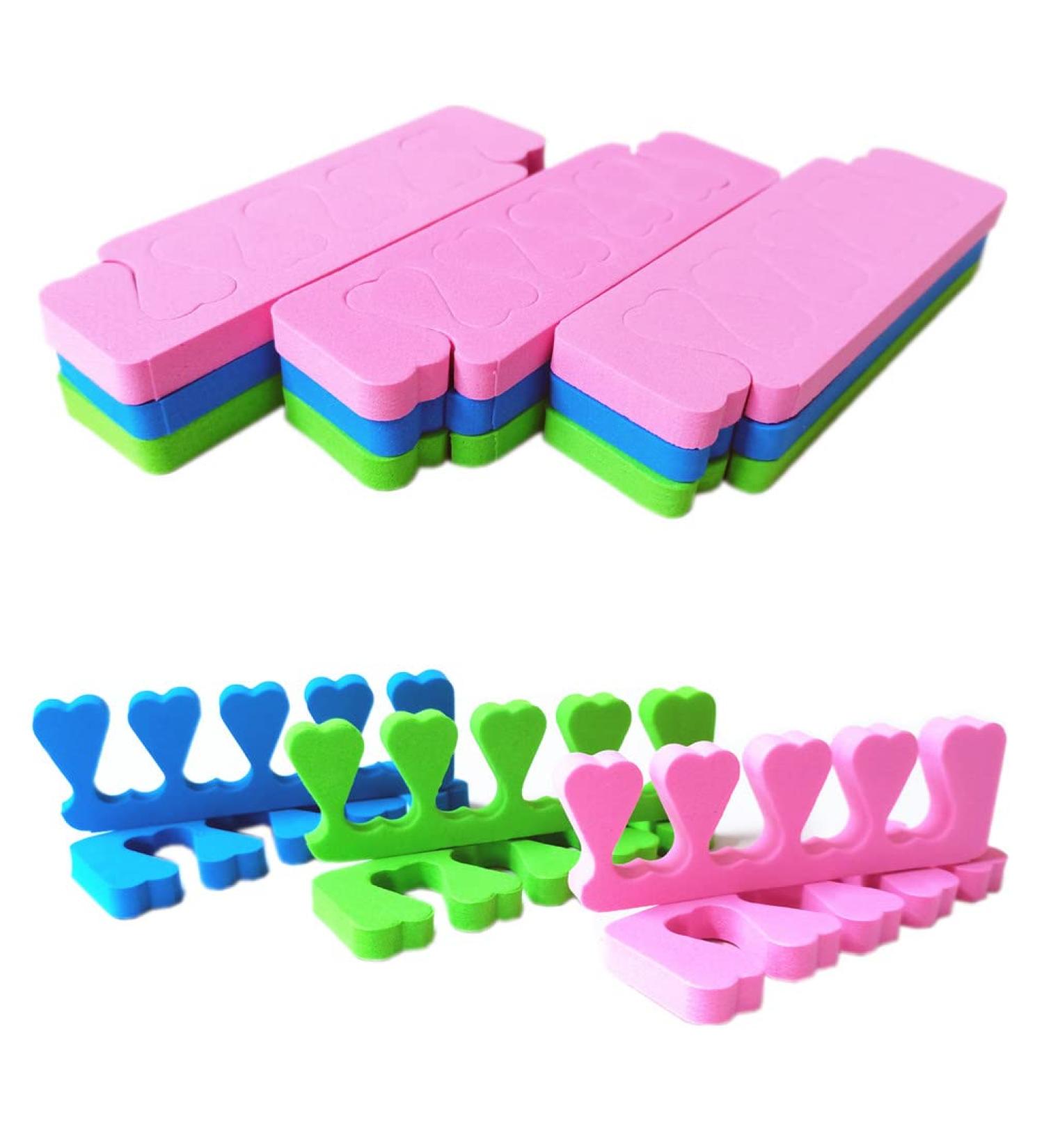 SAMHENG 24 Pcs Foam Toe Separators for Pedicure - 3 Colors, Soft Toe Stretcher Spacers, Finger Dividers for Nail Salon - Sponge Toe Cushion for Nail Art & Toenails - Buy Online on GoSupps.com